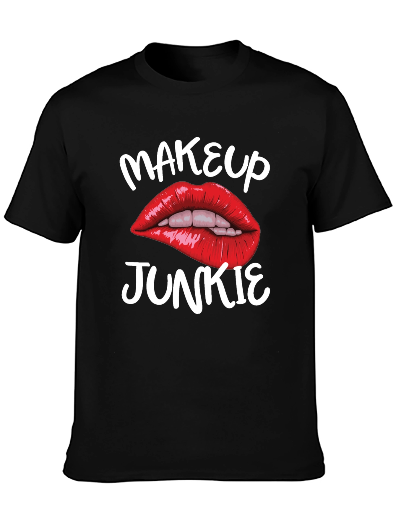 Makeup Junkie Graphic Tee - Bold Lips Black T-Shirt