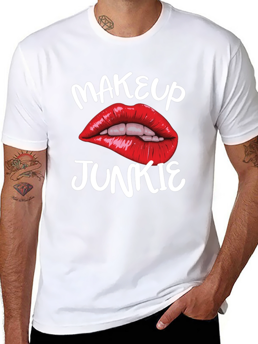 Makeup Junkie Graphic Tee - Bold Lips Black T-Shirt