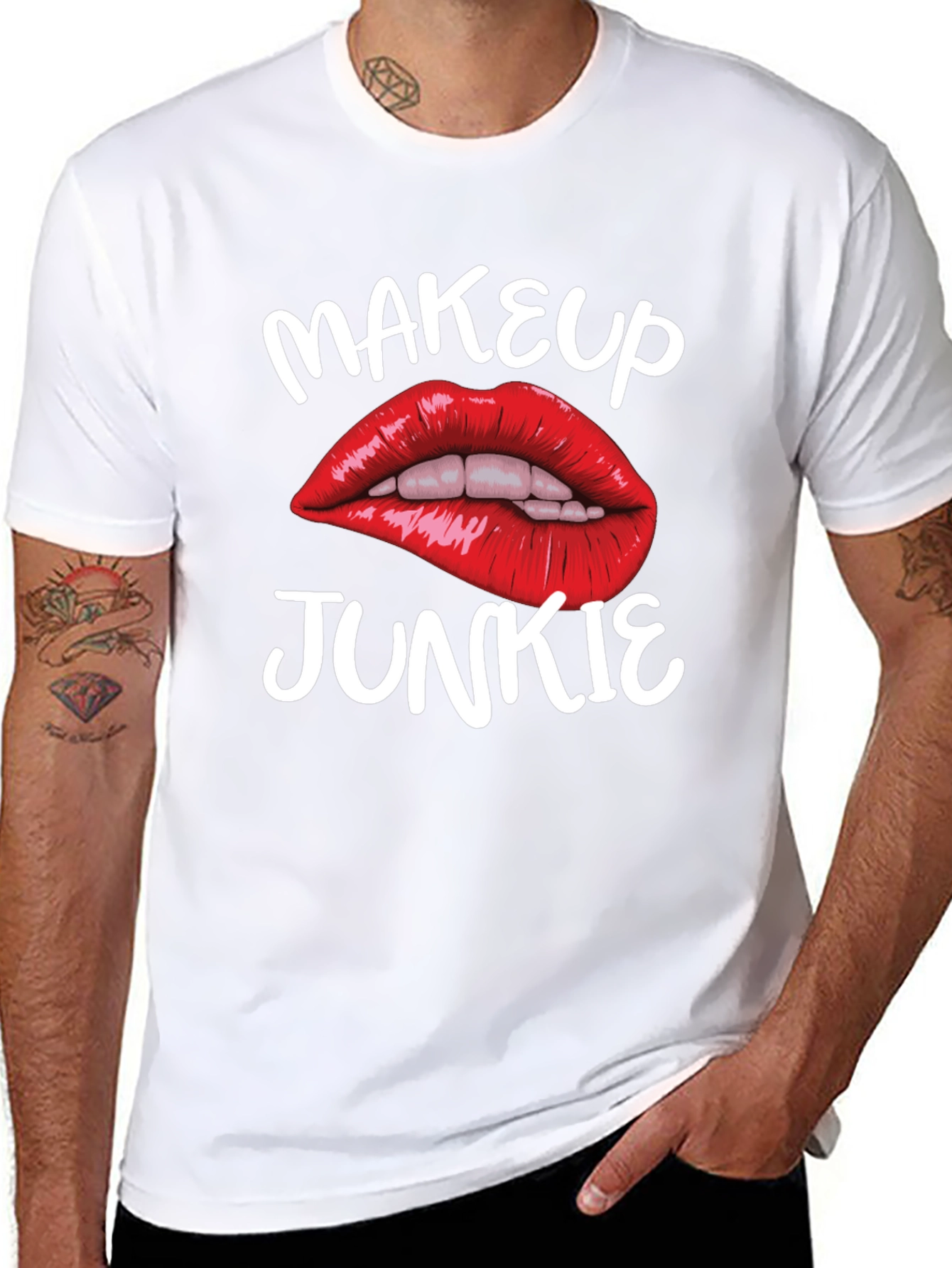 Makeup Junkie Graphic Tee - Bold Lips Black T-Shirt
