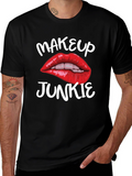 Makeup Junkie Graphic Tee - Bold Lips Black T-Shirt