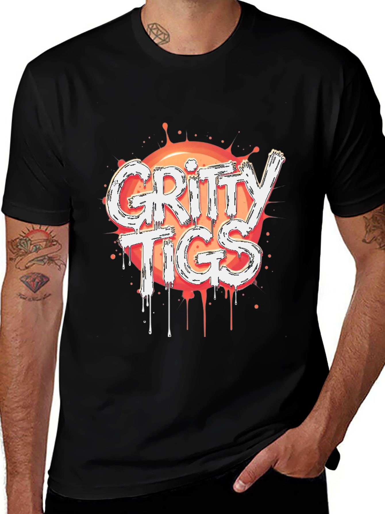 Gritty Tigs Graphic Tee - Stylish Black T-Shirt