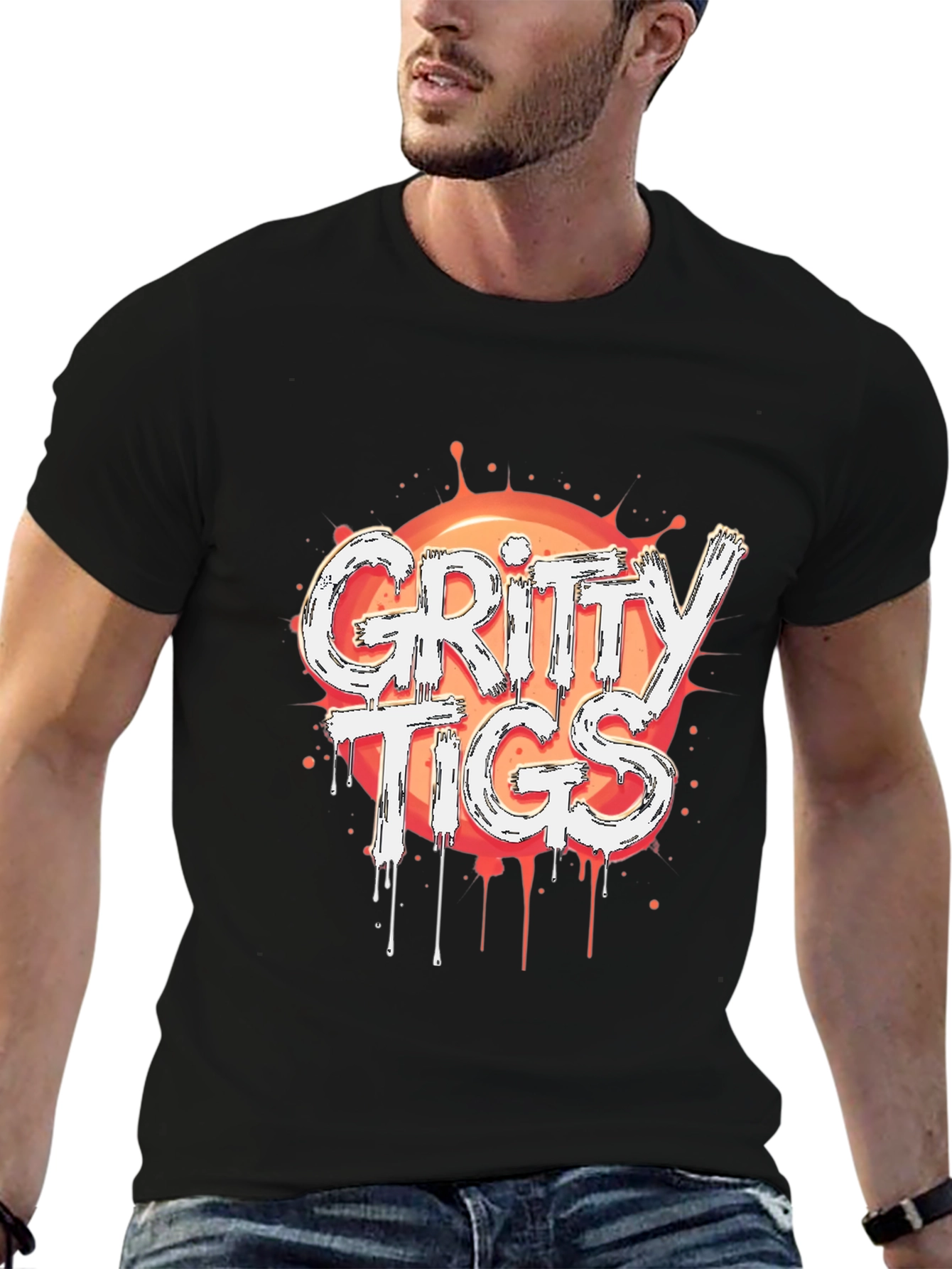 Gritty Tigs Graphic Tee - Stylish Black T-Shirt