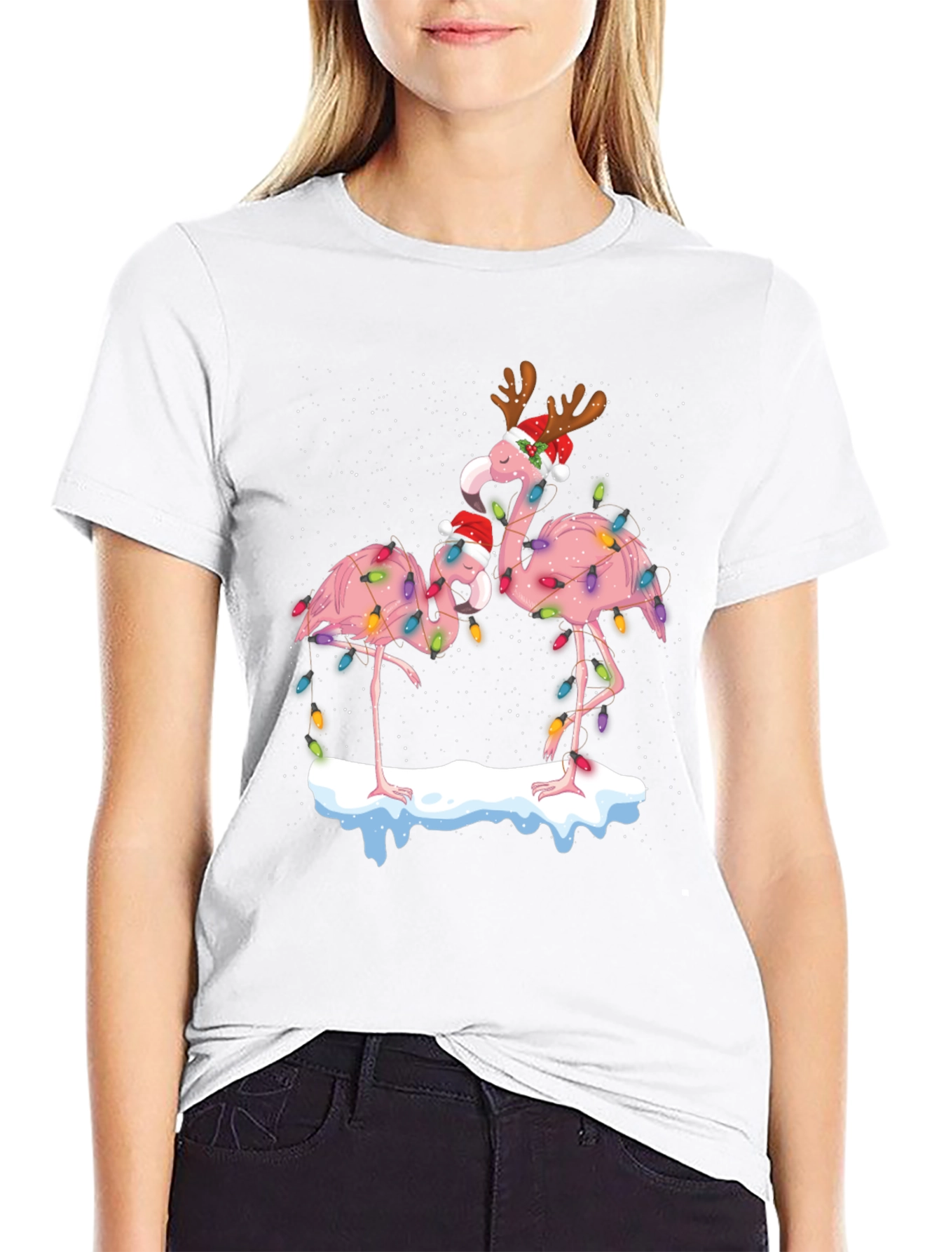 Festive Flamingo Christmas T-Shirt