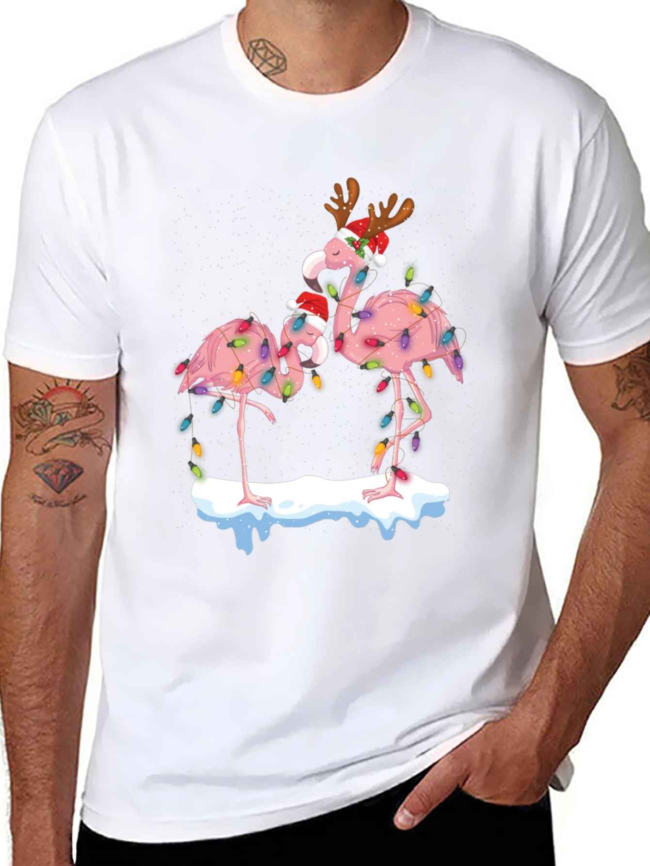 Festive Flamingo Christmas T-Shirt