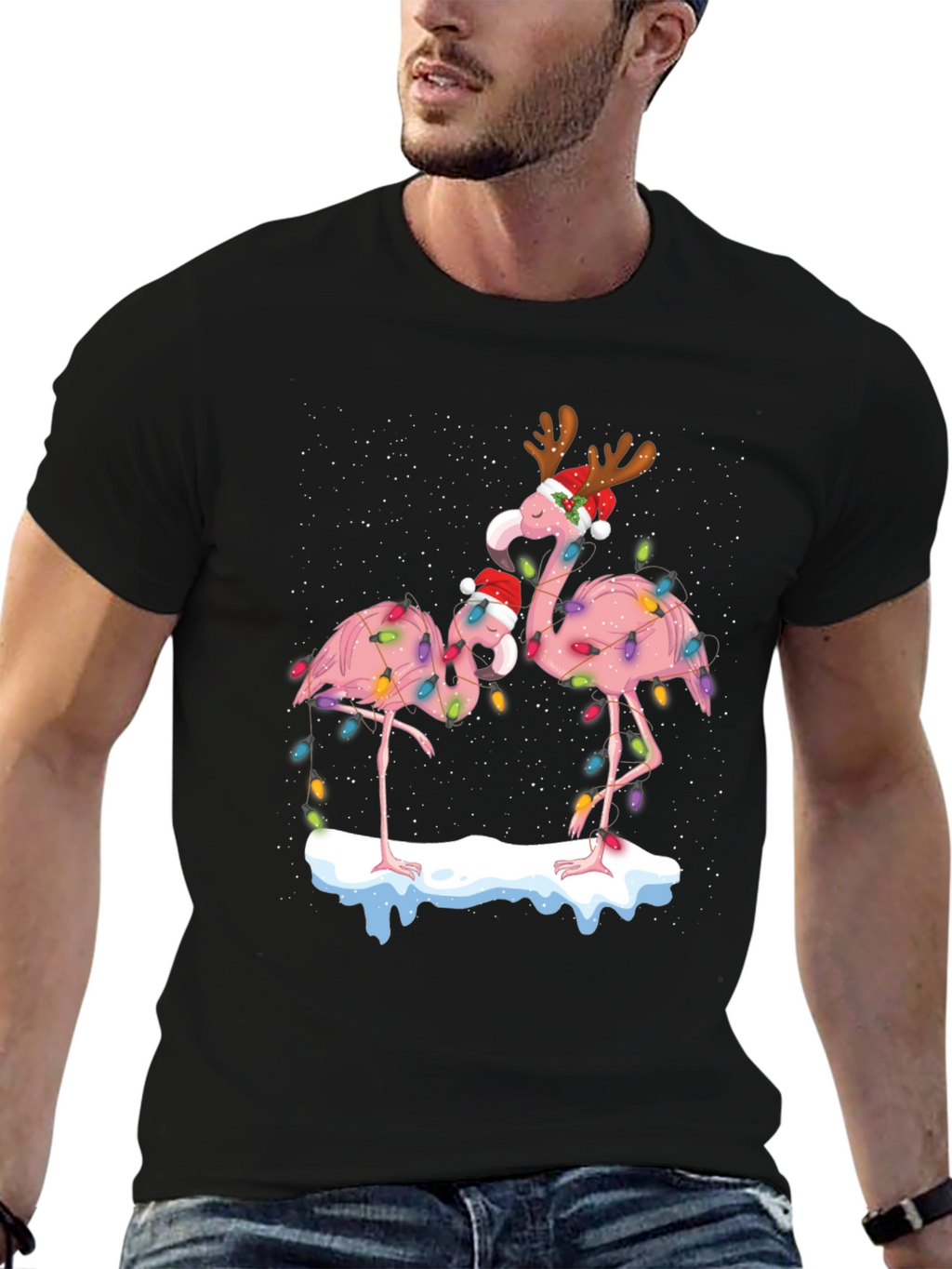 Festive Flamingo Christmas T-Shirt
