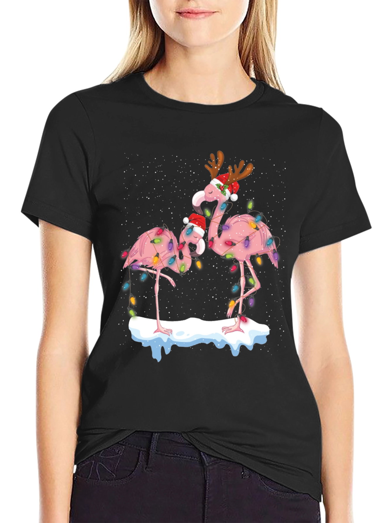 Festive Flamingo Christmas T-Shirt