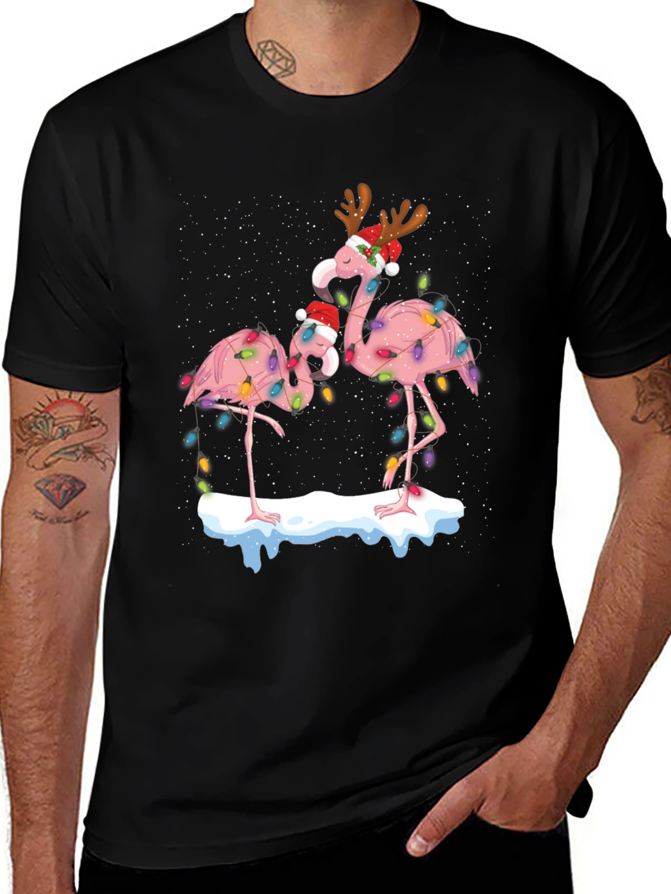Festive Flamingo Christmas T-Shirt