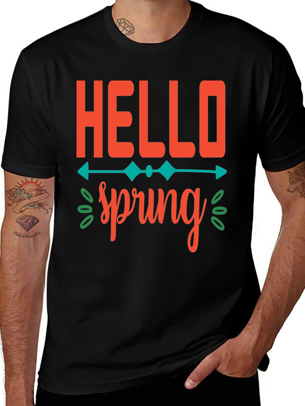 Hello Spring Graphic Tee -  Unisex Black T-Shirt