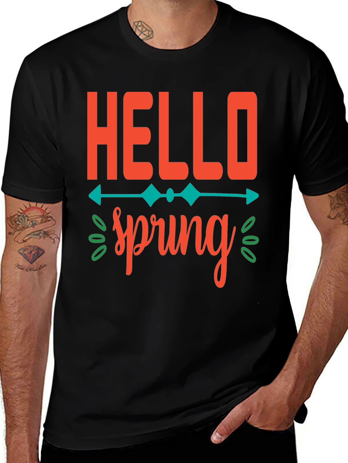 Hello Spring Graphic Tee -  Unisex Black T-Shirt