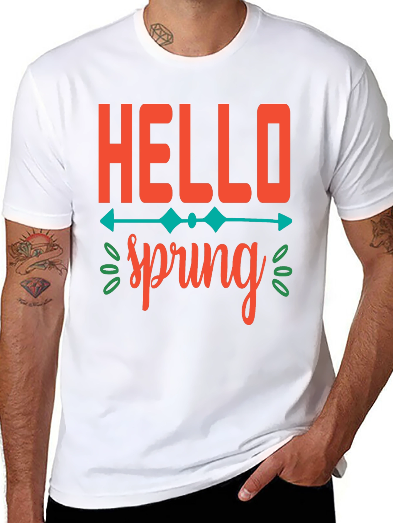 Hello Spring Graphic Tee -  Unisex Black T-Shirt