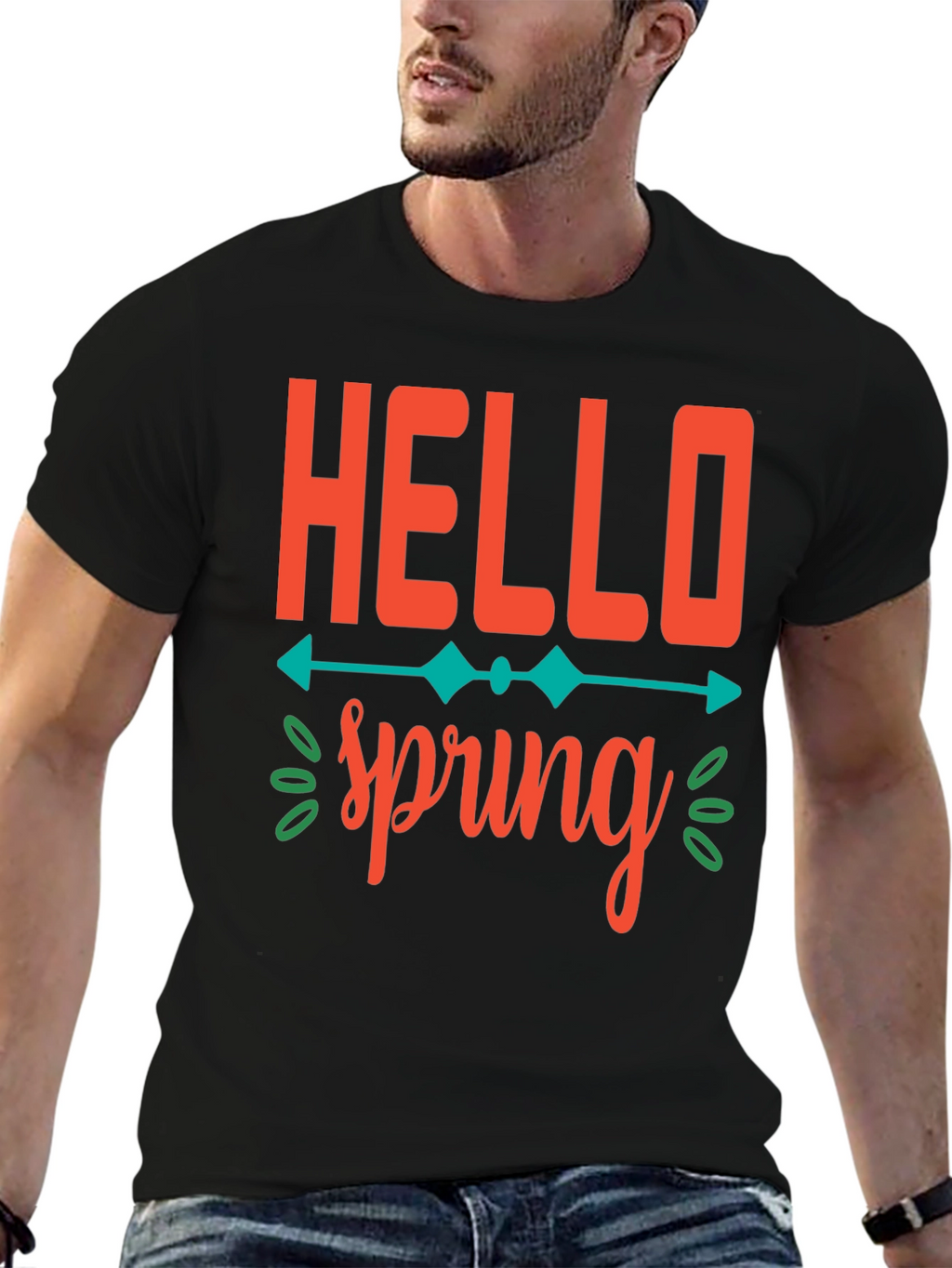 Hello Spring Graphic Tee -  Unisex Black T-Shirt