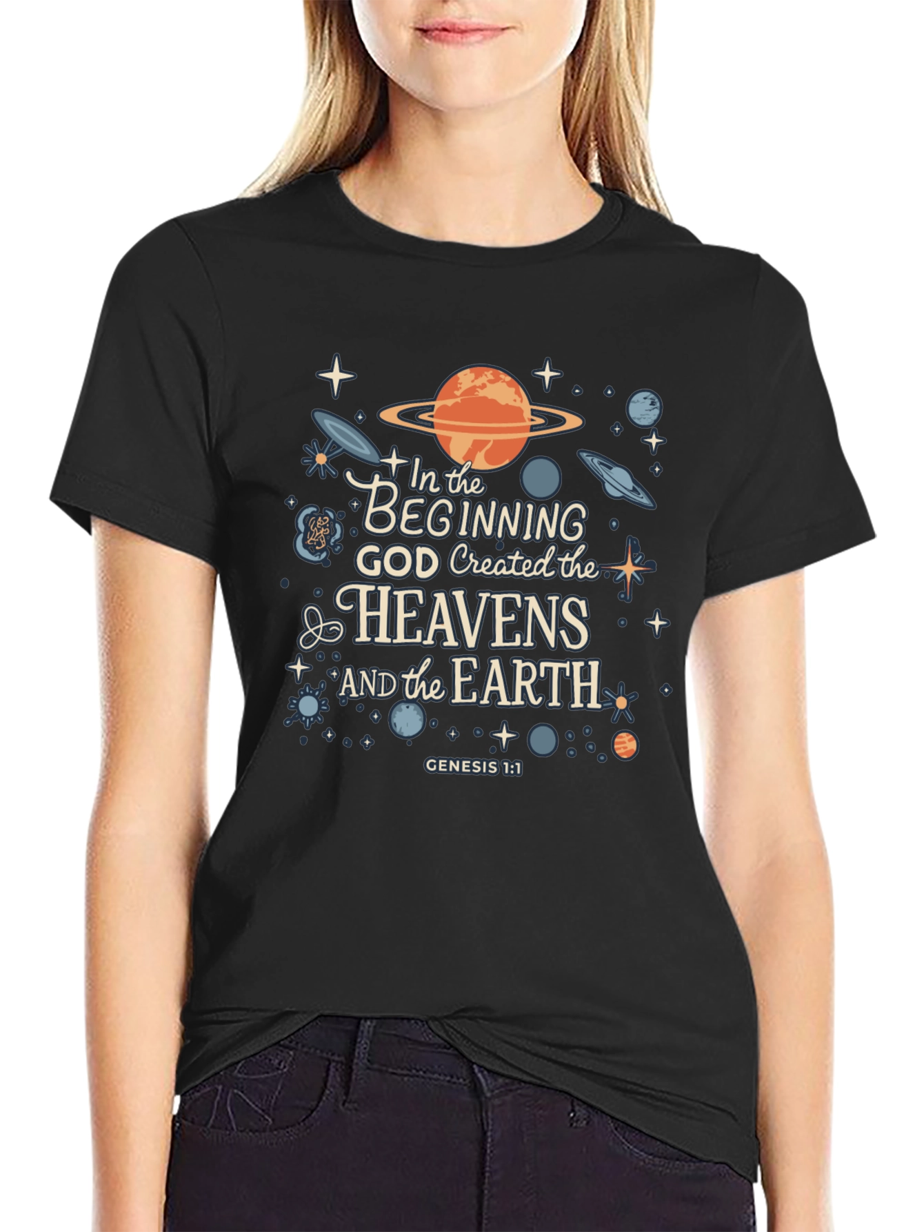 Genesis 1:1 T-Shirt: God Created the Heavens and the Earth