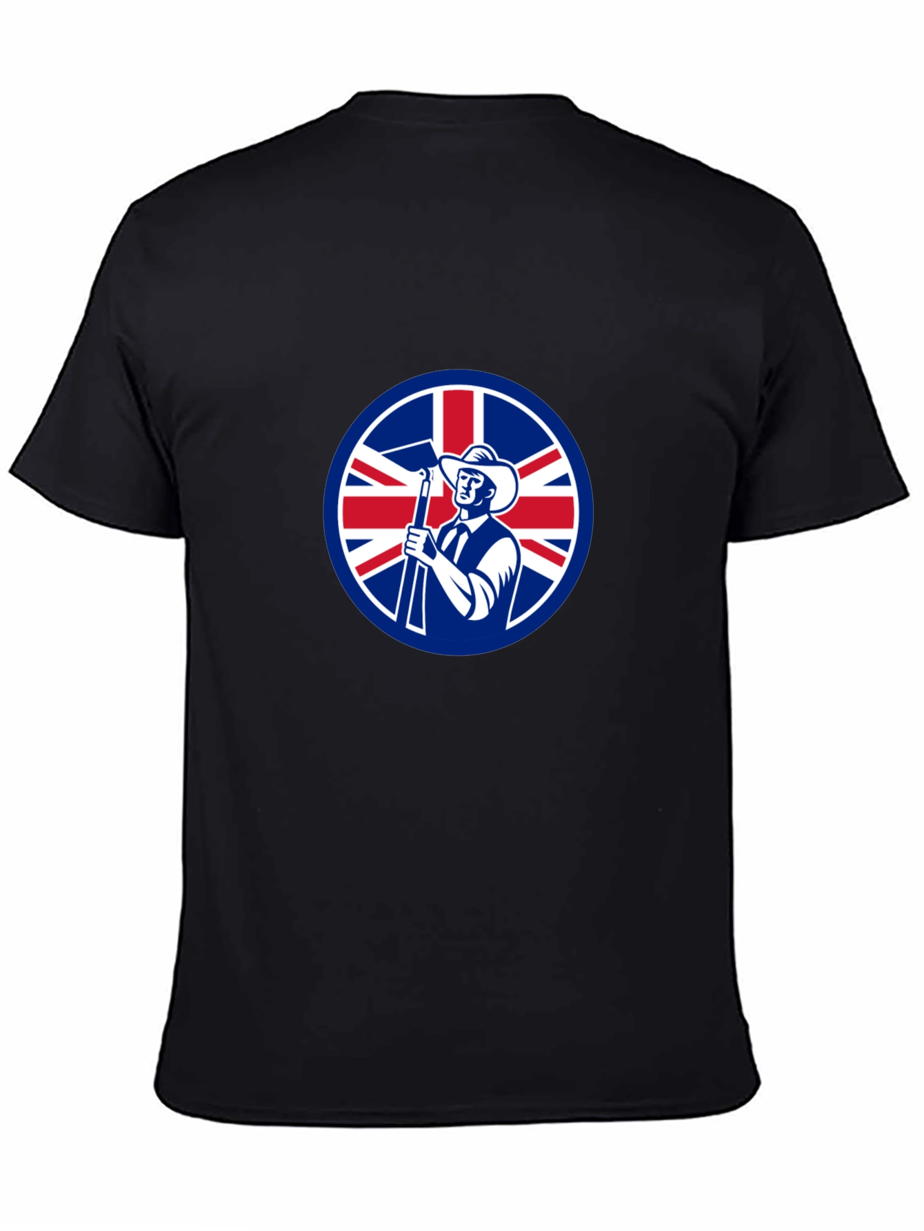 Union Jack Miner Graphic Tee - Black Cotton Blend