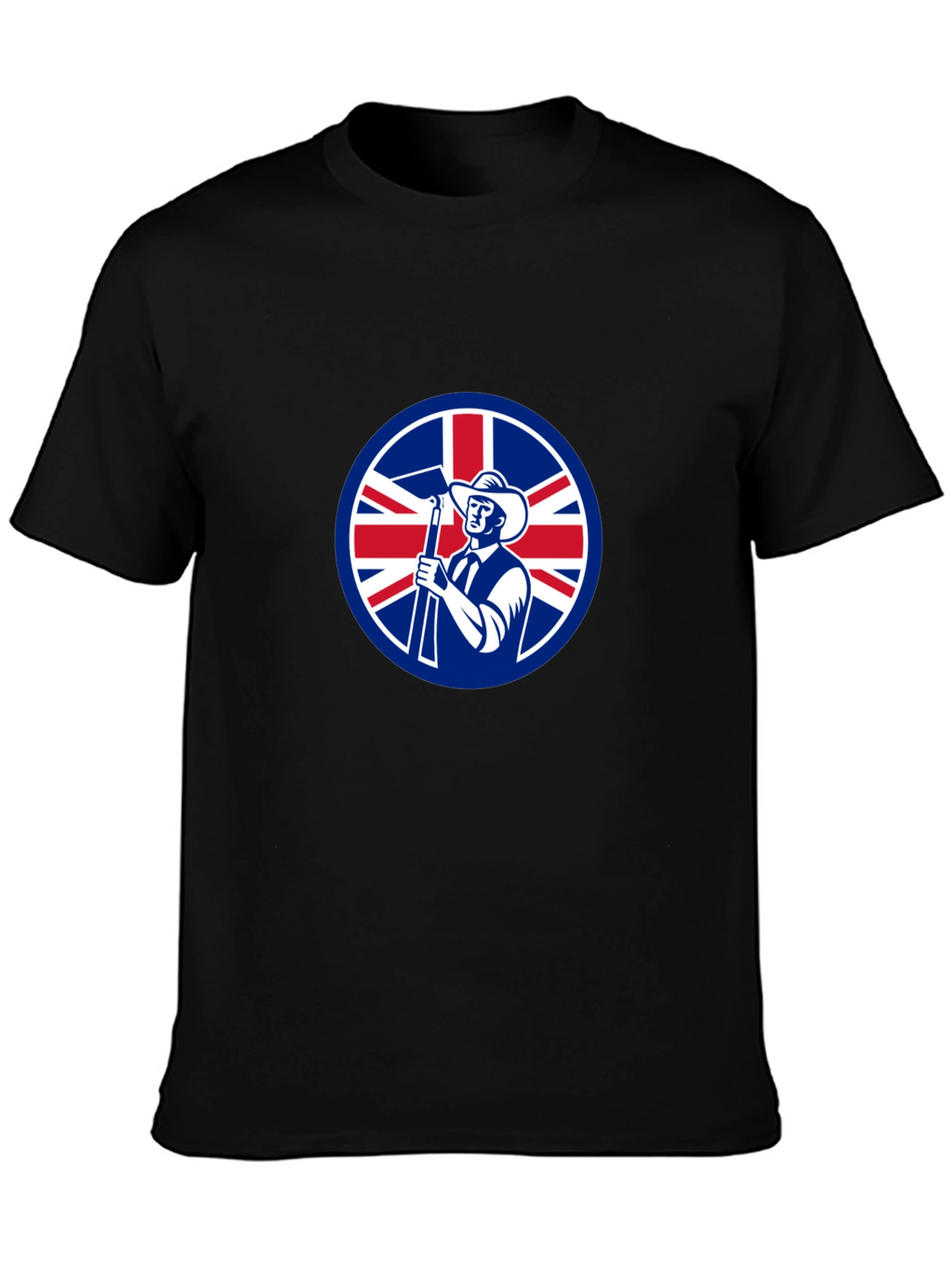 Union Jack Miner Graphic Tee - Black Cotton Blend