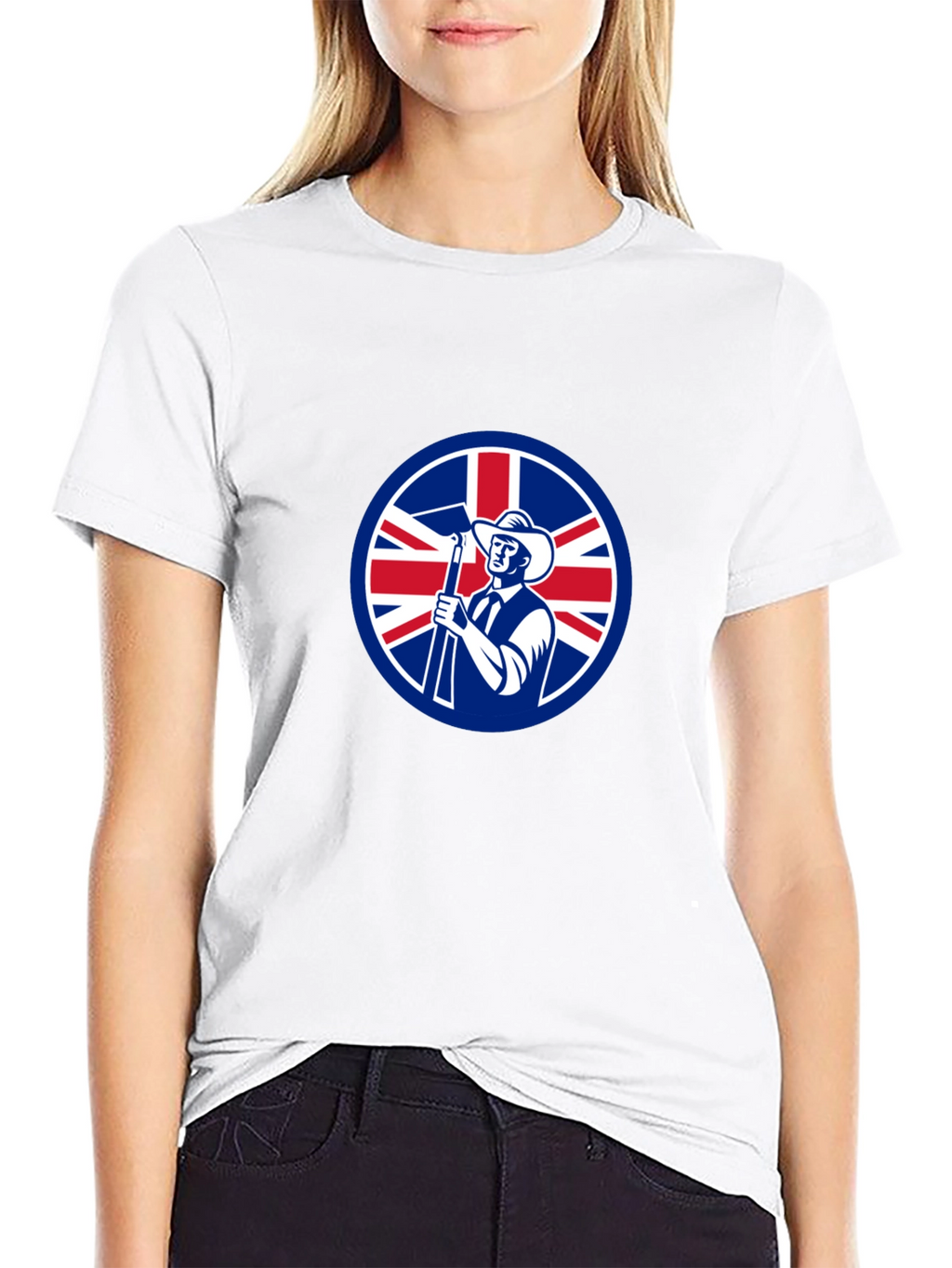 Union Jack Miner Graphic Tee - Black Cotton Blend