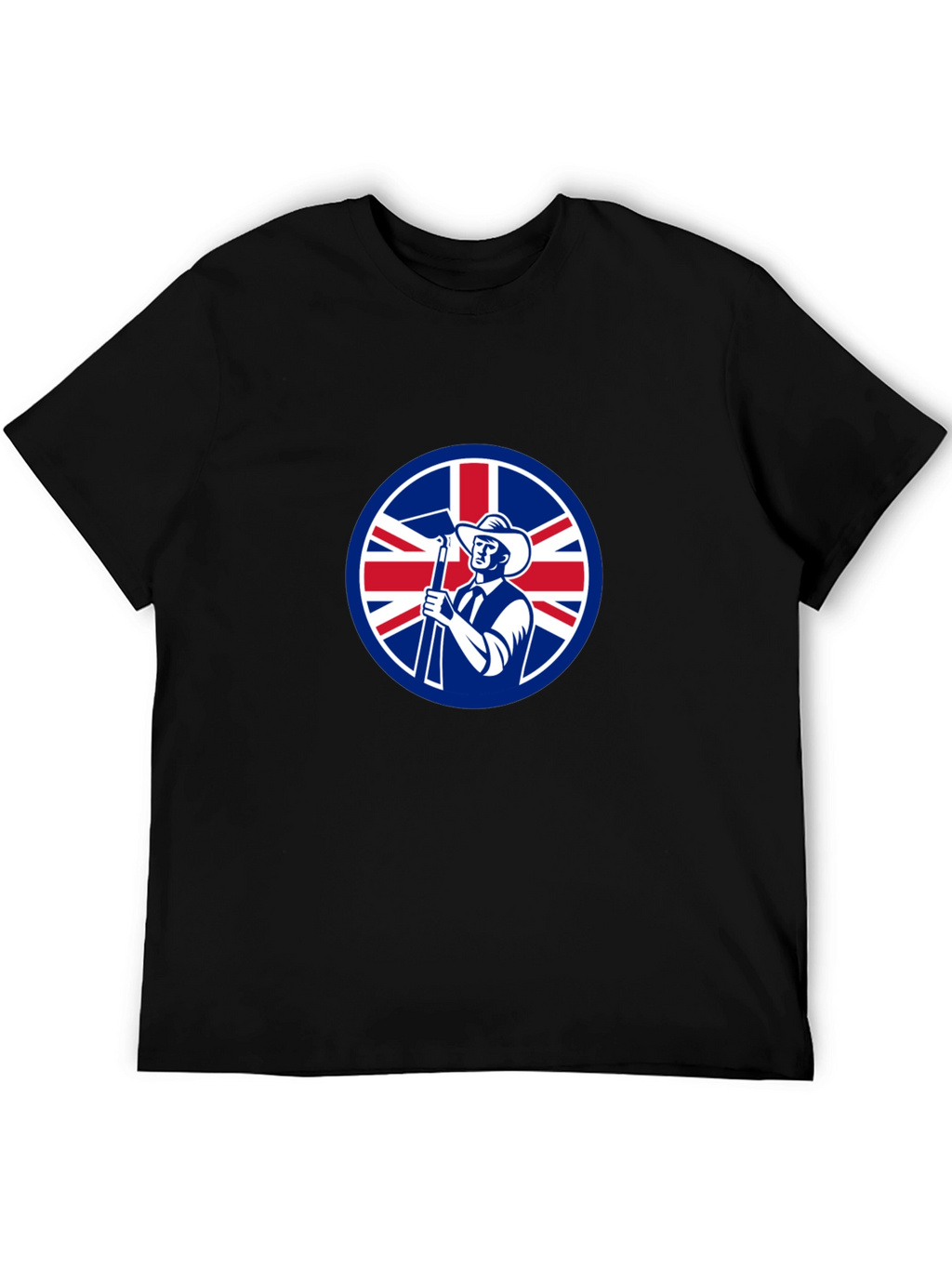 Union Jack Miner Graphic Tee - Black Cotton Blend