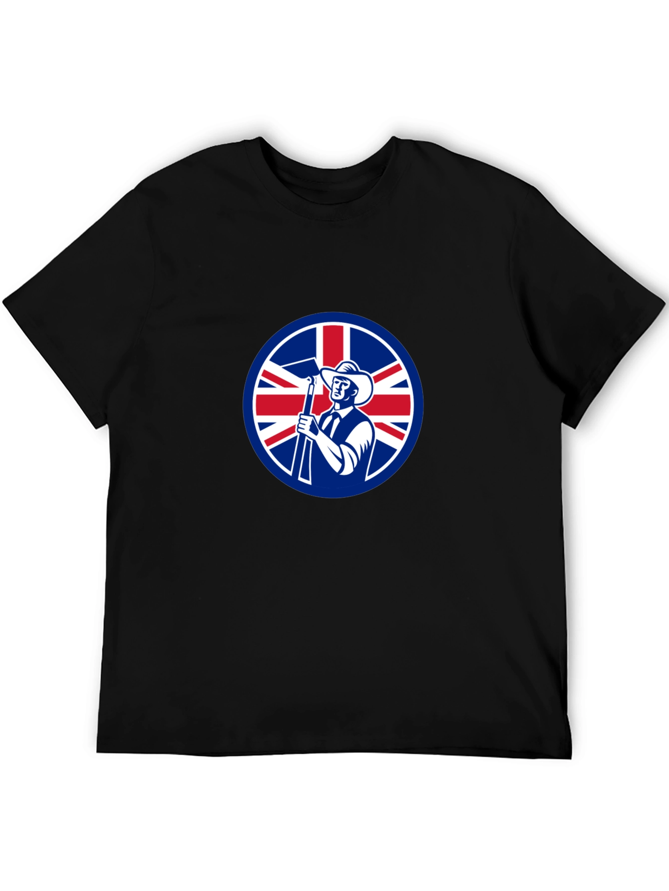 Union Jack Miner Graphic Tee - Black Cotton Blend