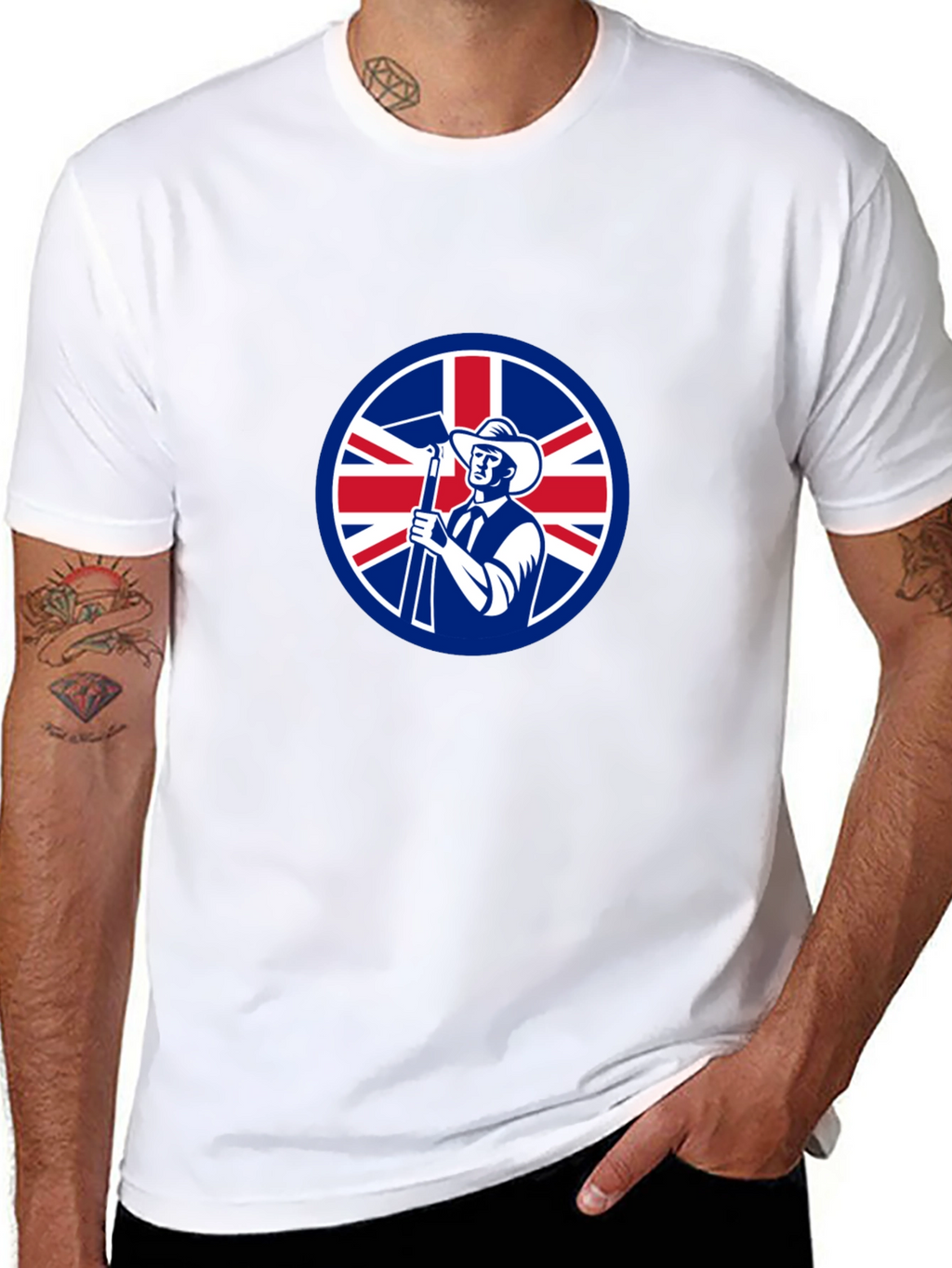 Union Jack Miner Graphic Tee - Black Cotton Blend