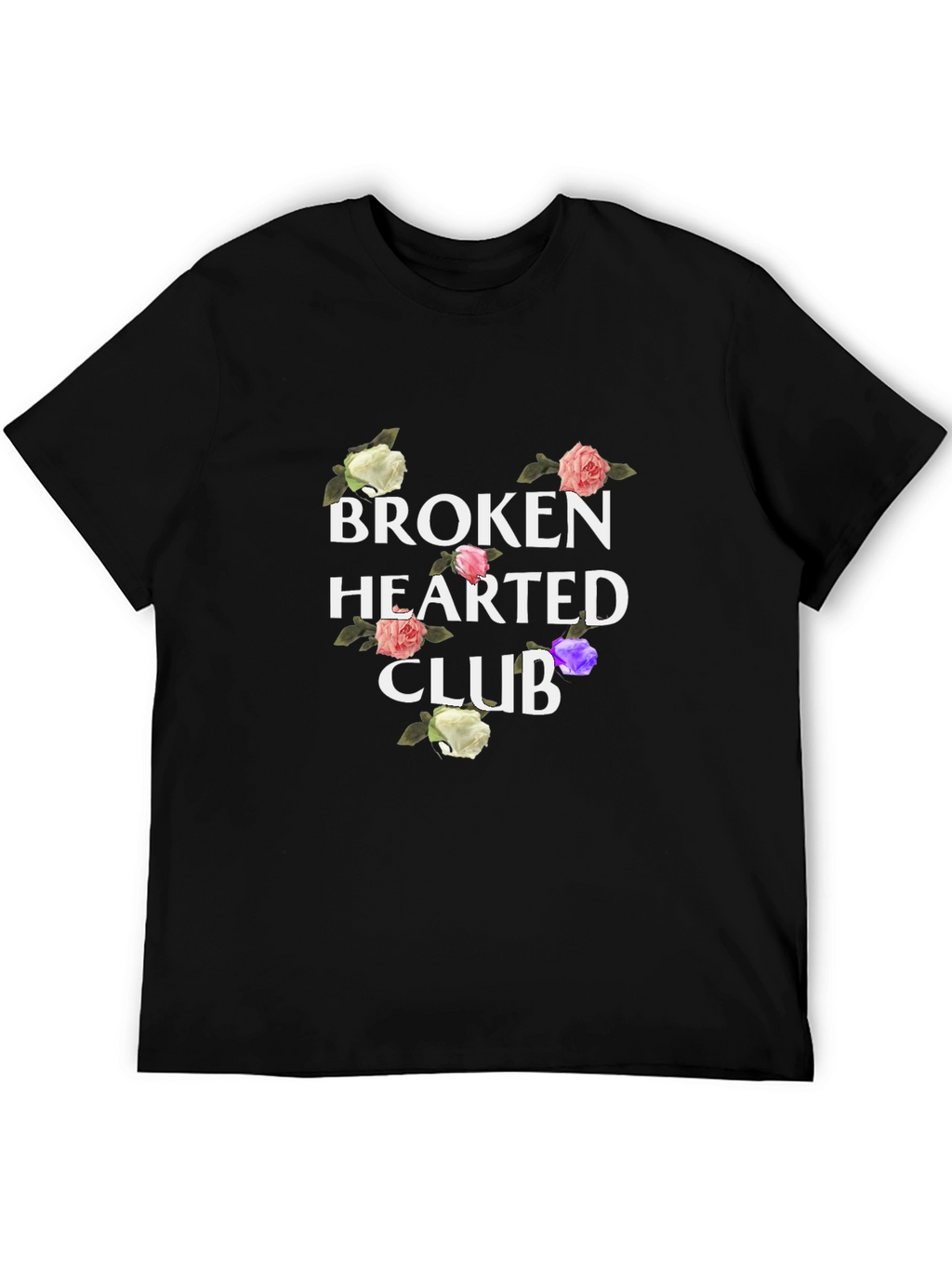 Broken Hearted Club Floral Graphic Tee - Black