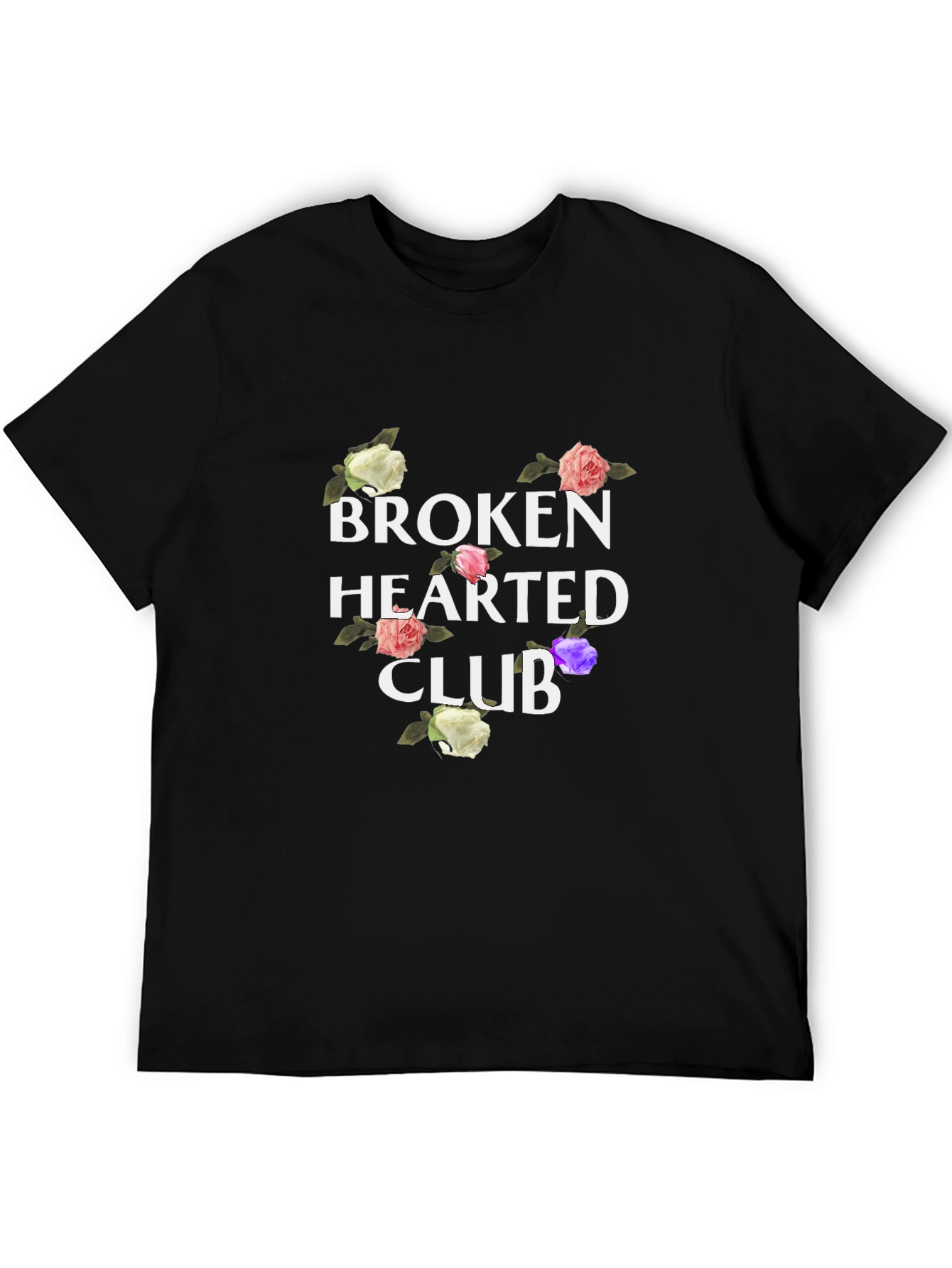Broken Hearted Club Floral Graphic Tee - Black