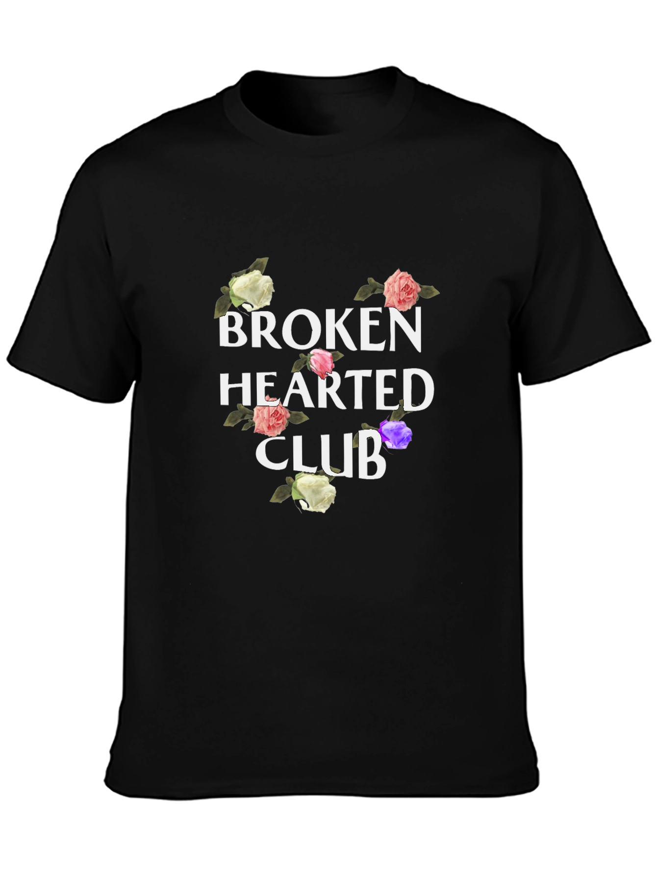 Broken Hearted Club Floral Graphic Tee - Black