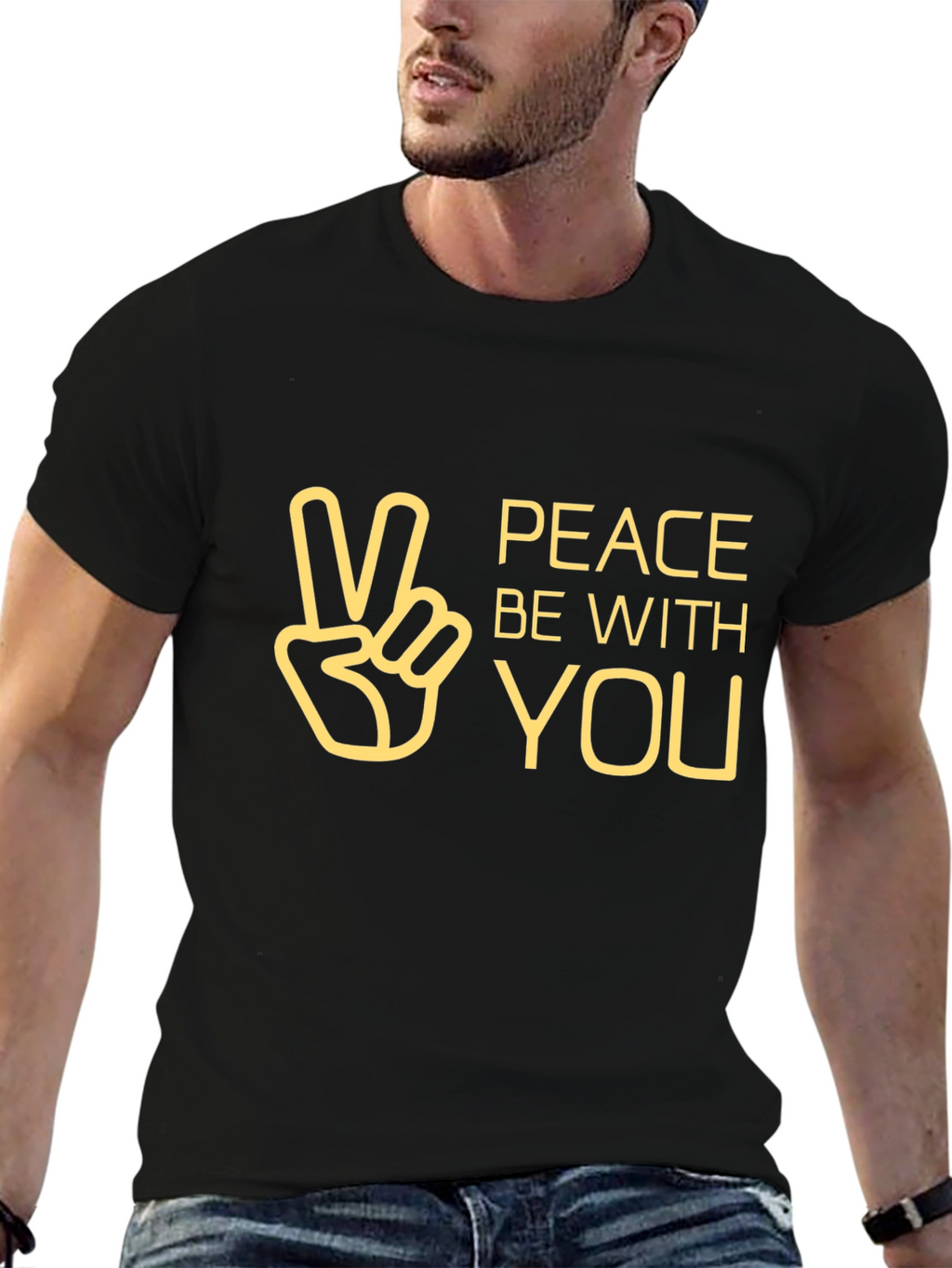 Peace Be With You Graphic Tee - Black