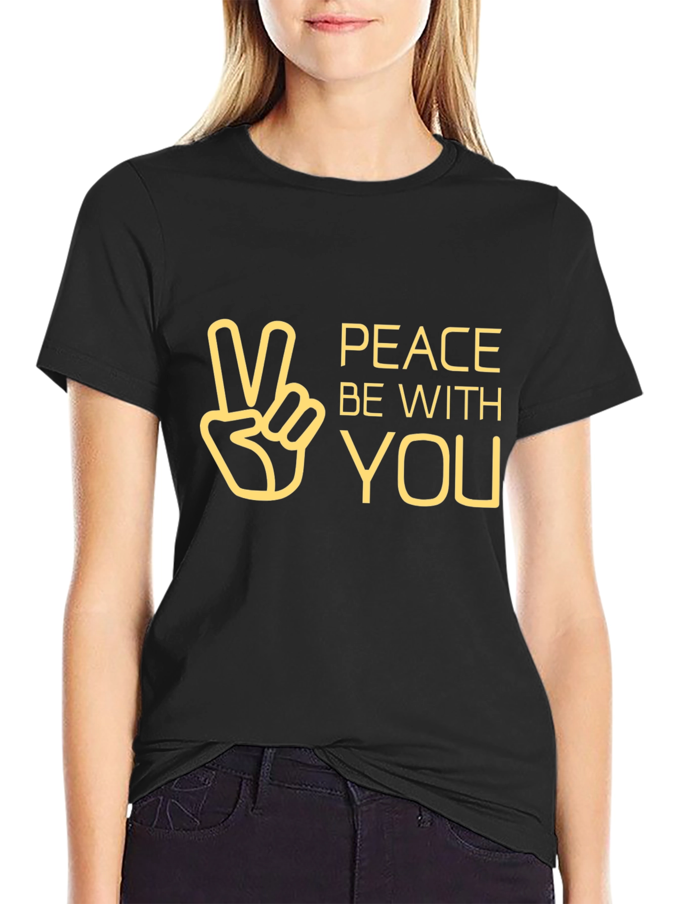 Peace Be With You Graphic Tee - Black