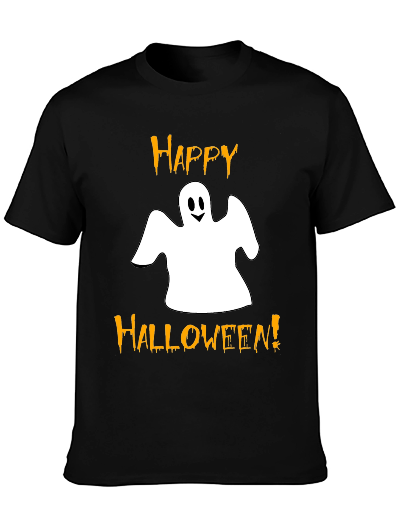 Happy Halloween Ghost Graphic Tee - Black