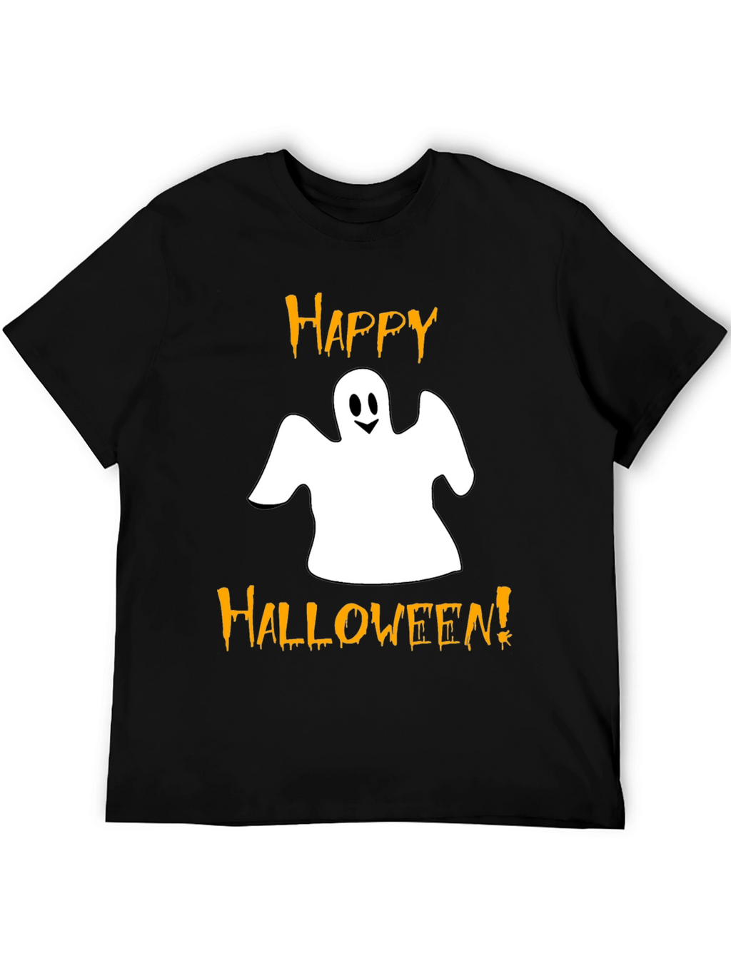 Happy Halloween Ghost Graphic Tee - Black