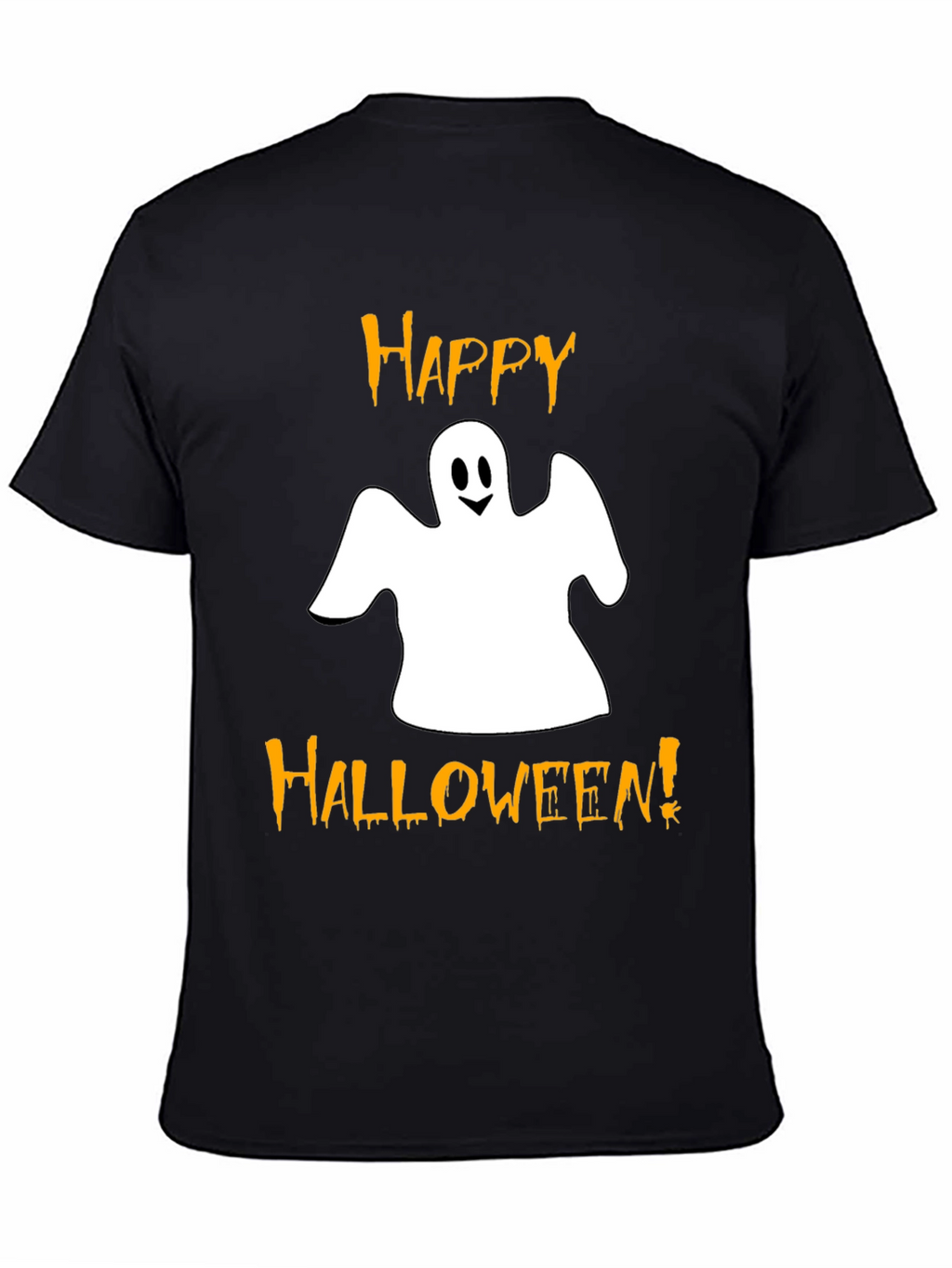 Happy Halloween Ghost Graphic Tee - Black