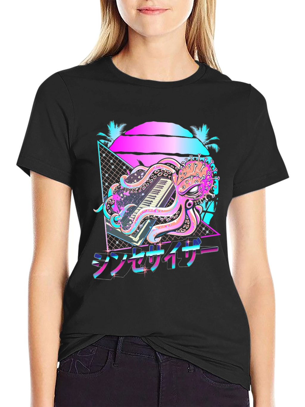 Retro Synthwave Octopus Graphic Tee