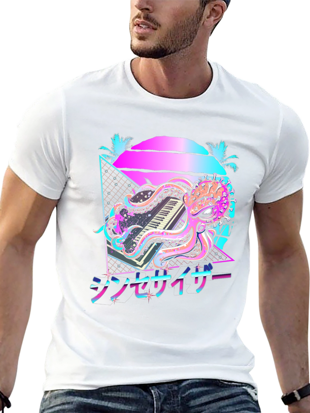 Retro Synthwave Octopus Graphic Tee