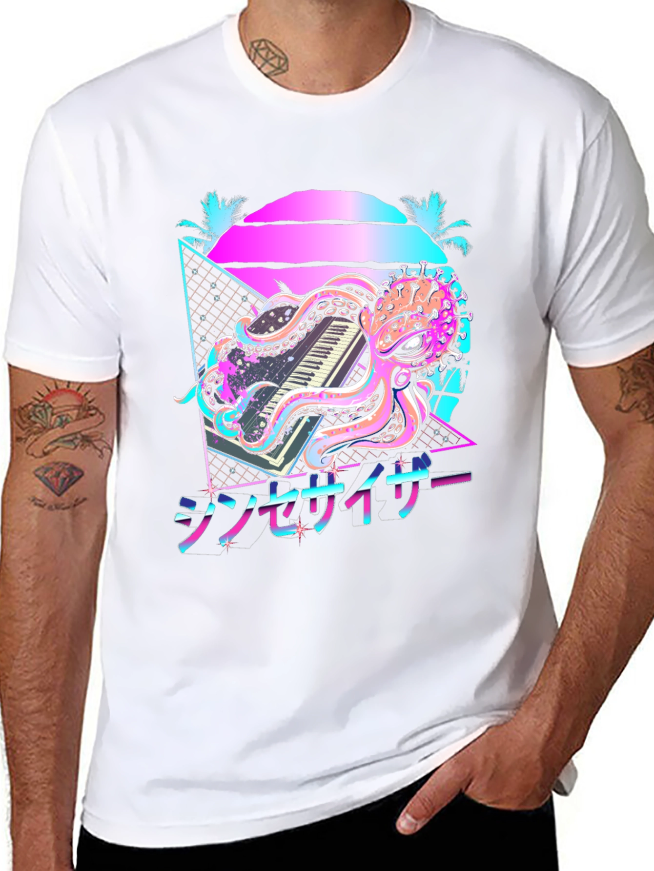 Retro Synthwave Octopus Graphic Tee