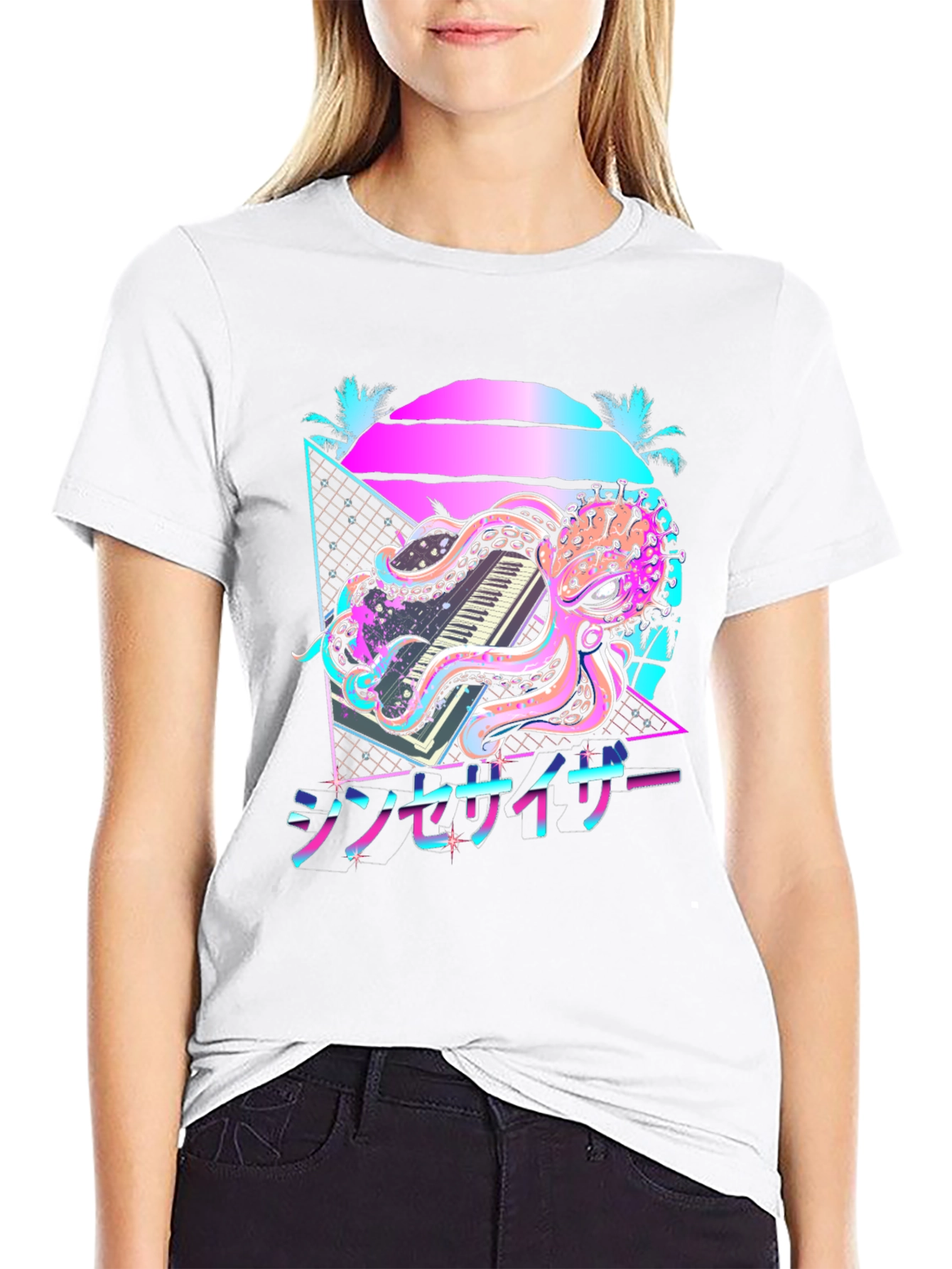 Retro Synthwave Octopus Graphic Tee