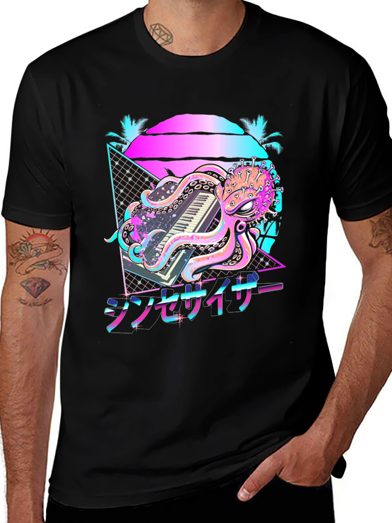 Retro Synthwave Octopus Graphic Tee