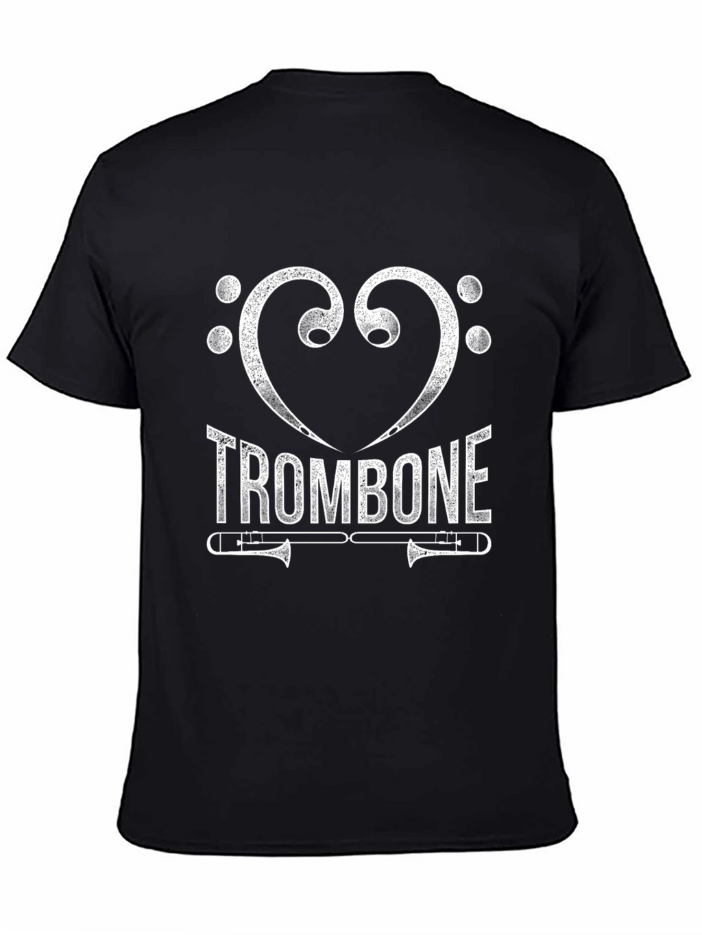I Heart Trombone Black Graphic T-Shirt
