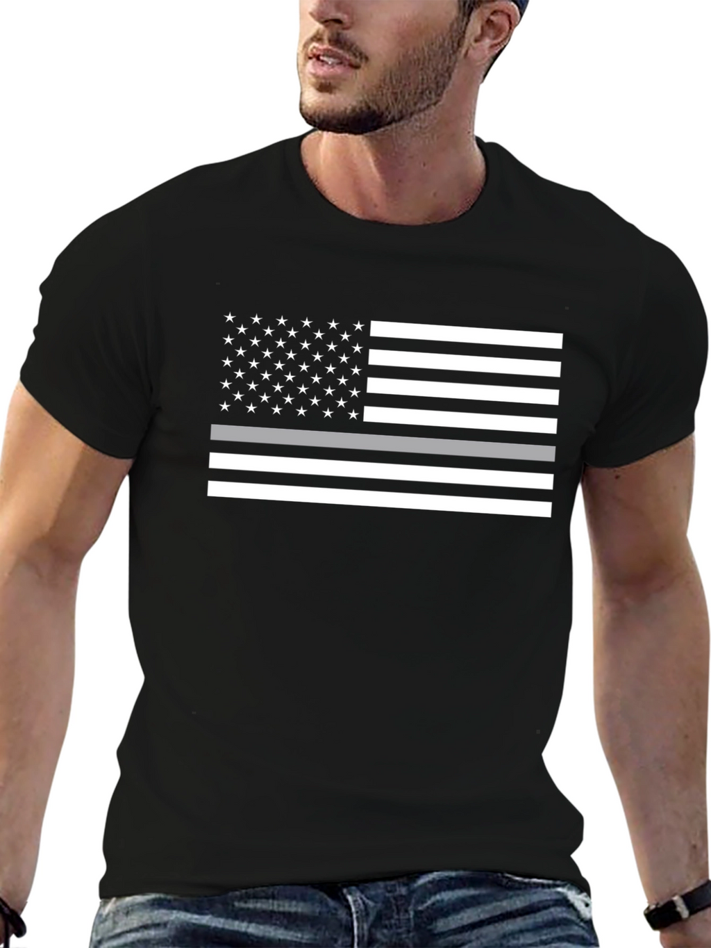 Thin Gray Line American Flag Graphic Tee