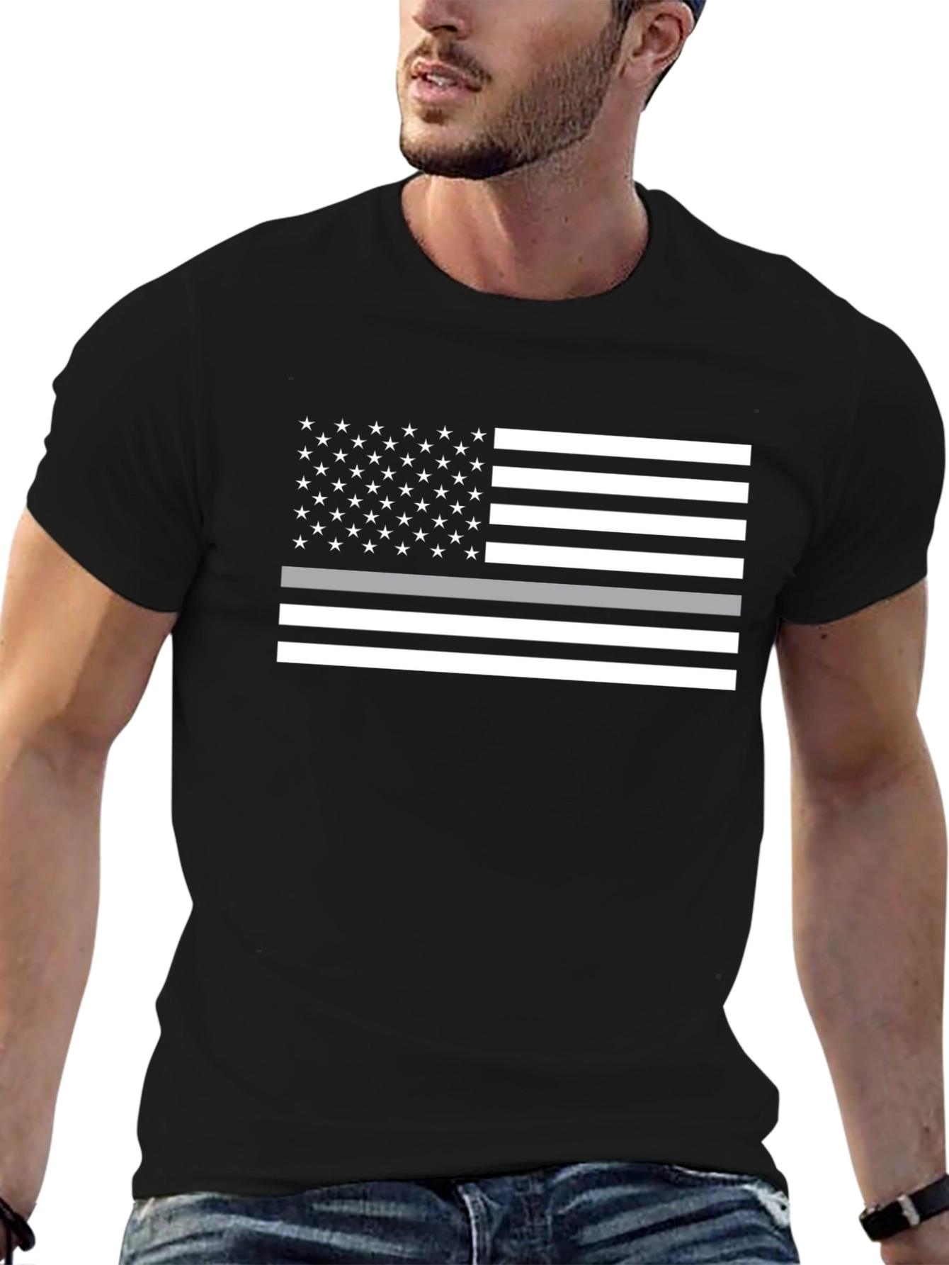 Thin Gray Line American Flag Graphic Tee