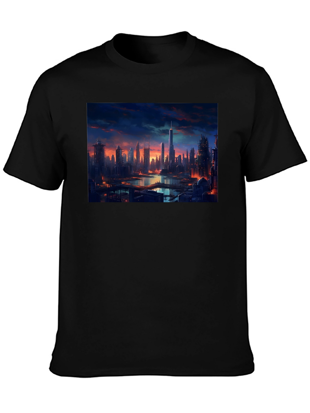 Cityscape Graphic Tee - Urban Style Black T-Shirt