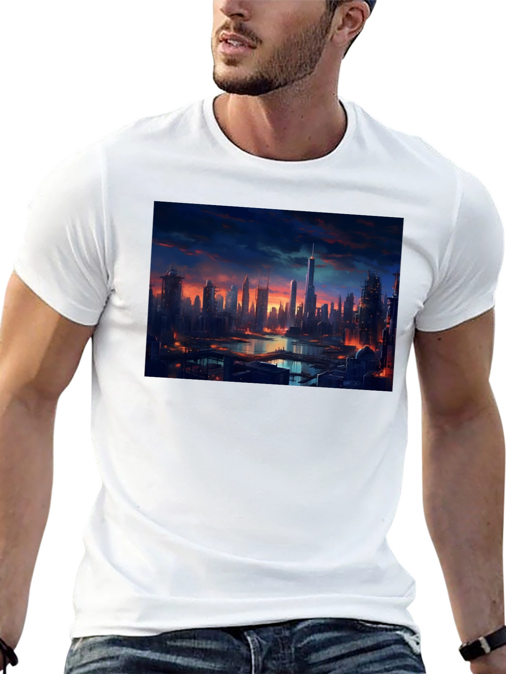 Cityscape Graphic Tee - Urban Style Black T-Shirt