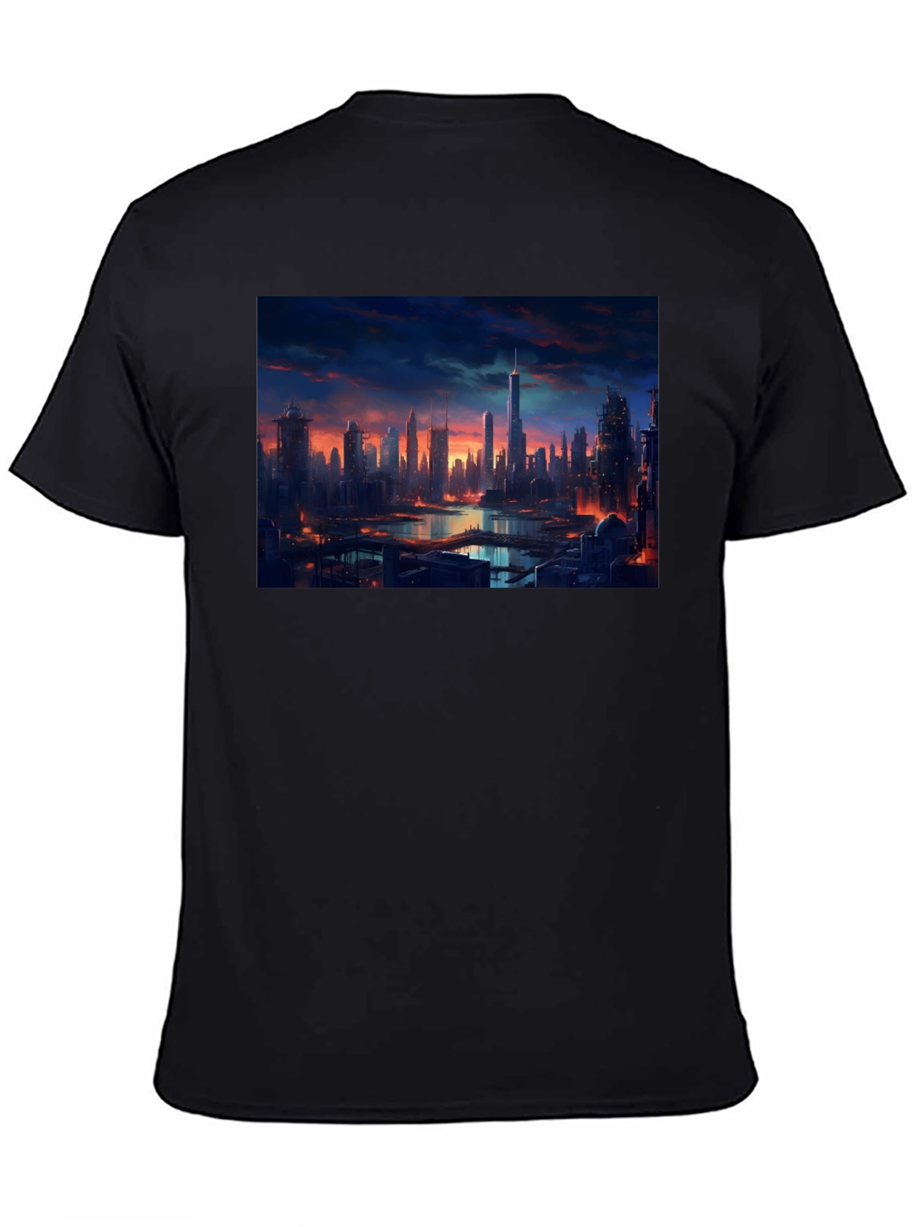 Cityscape Graphic Tee - Urban Style Black T-Shirt