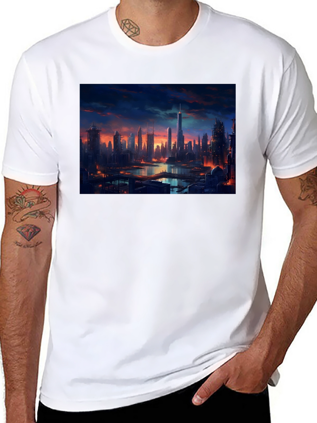Cityscape Graphic Tee - Urban Style Black T-Shirt