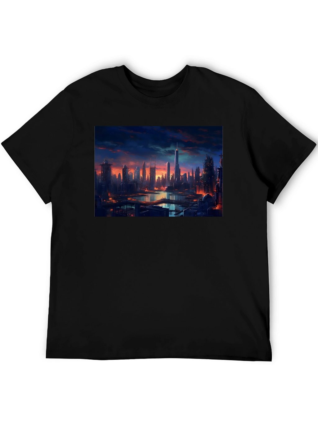 Cityscape Graphic Tee - Urban Style Black T-Shirt