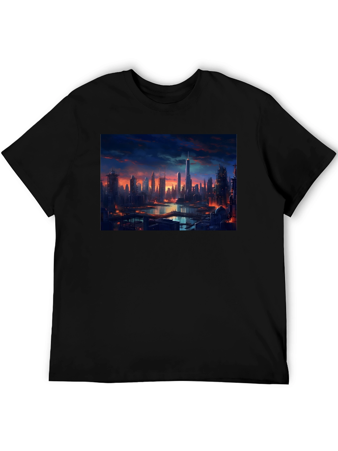Cityscape Graphic Tee - Urban Style Black T-Shirt
