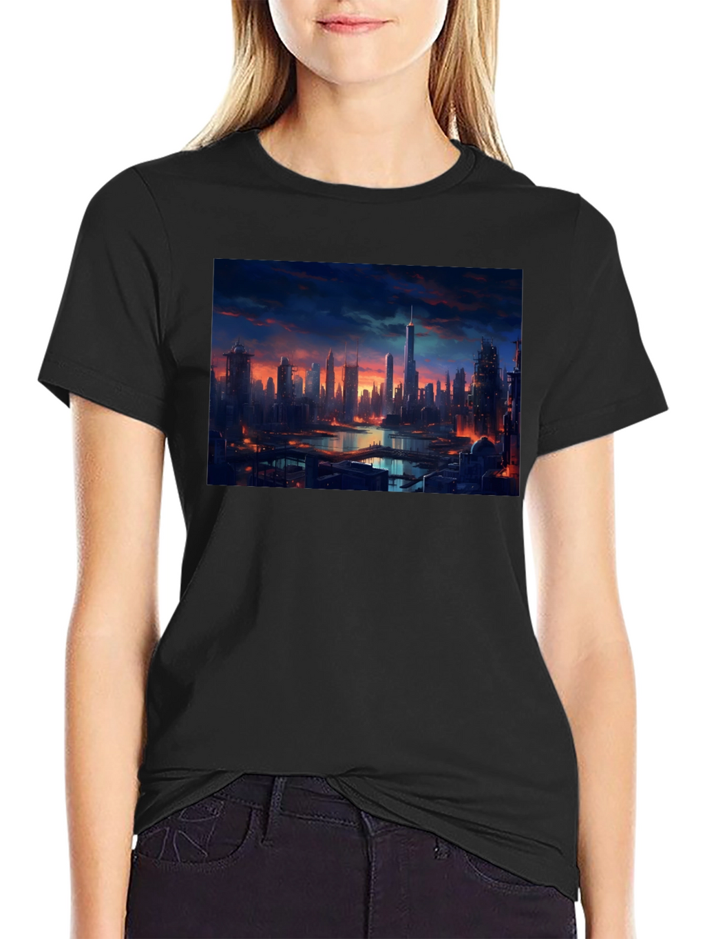 Cityscape Graphic Tee - Urban Style Black T-Shirt
