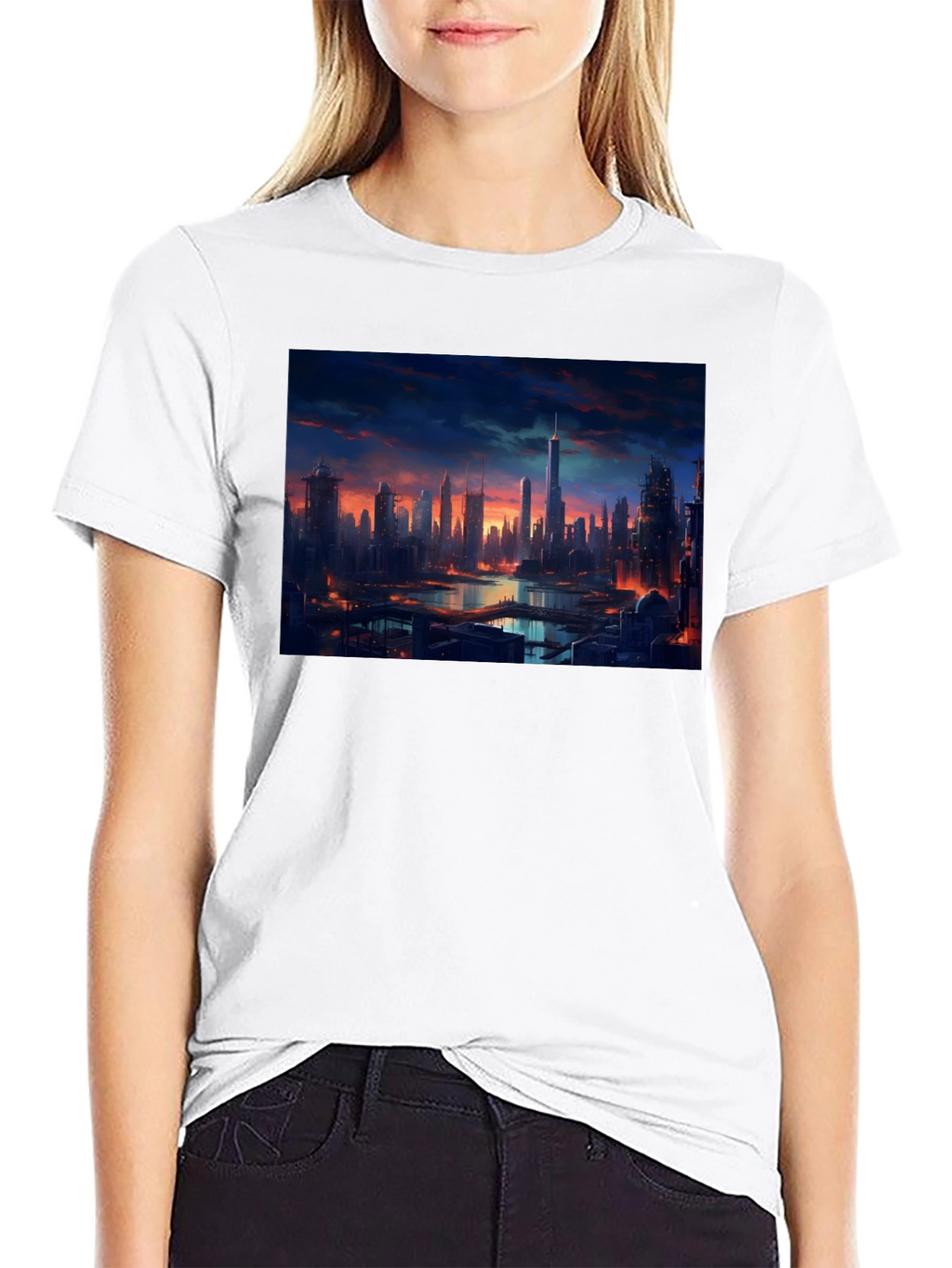 Cityscape Graphic Tee - Urban Style Black T-Shirt
