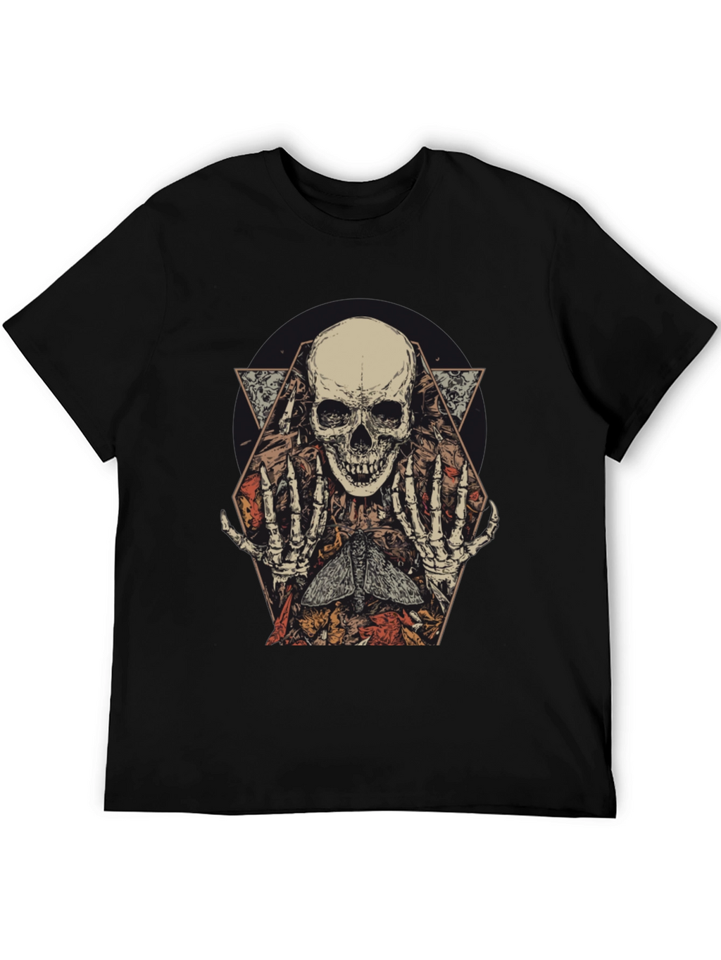 Skull & Moth Graphic Print Mens T-Shirt
