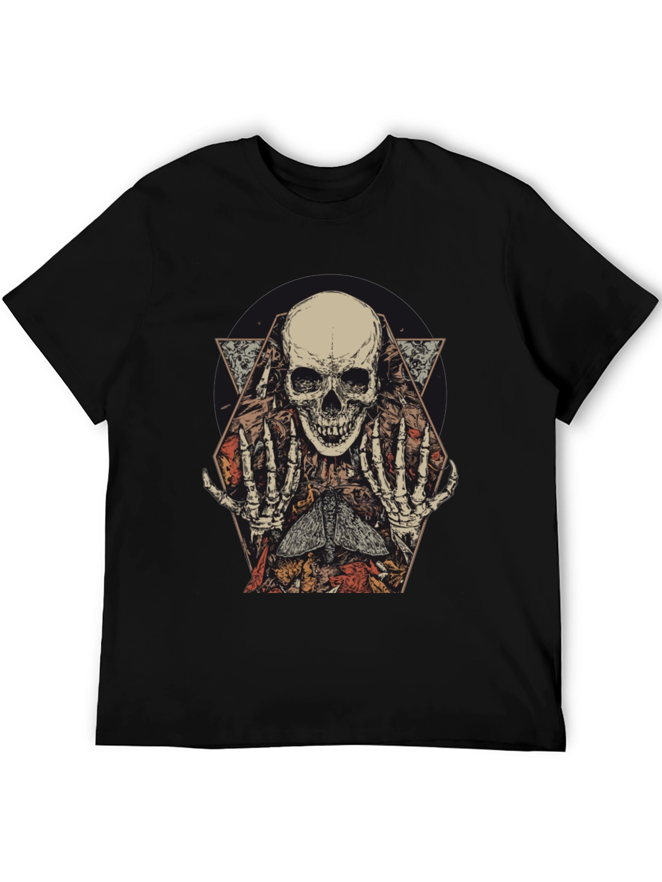 Skull & Moth Graphic Print Mens T-Shirt