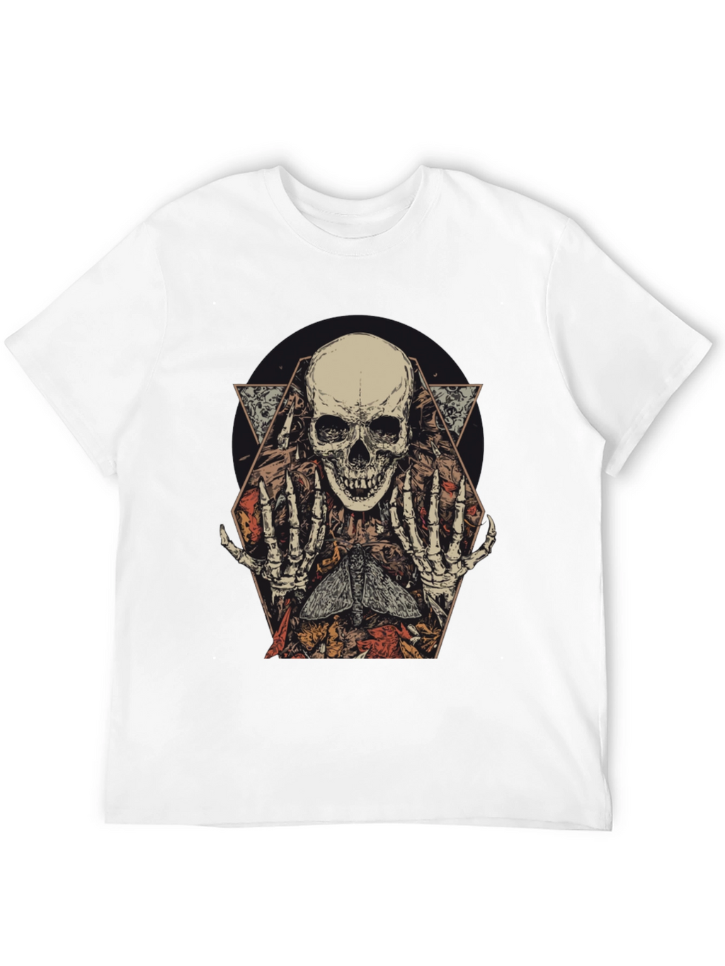 Skull & Moth Graphic Print Mens T-Shirt