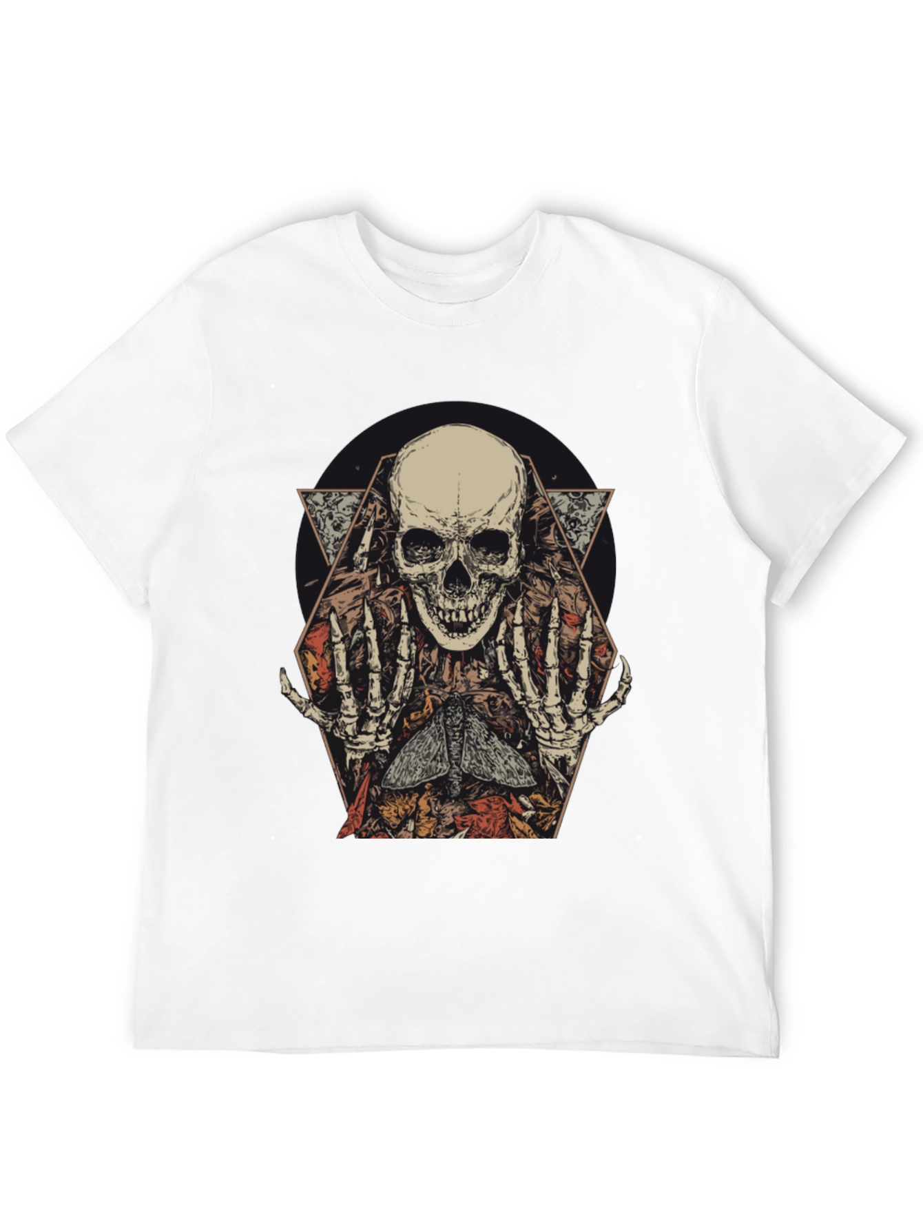 Skull & Moth Graphic Print Mens T-Shirt